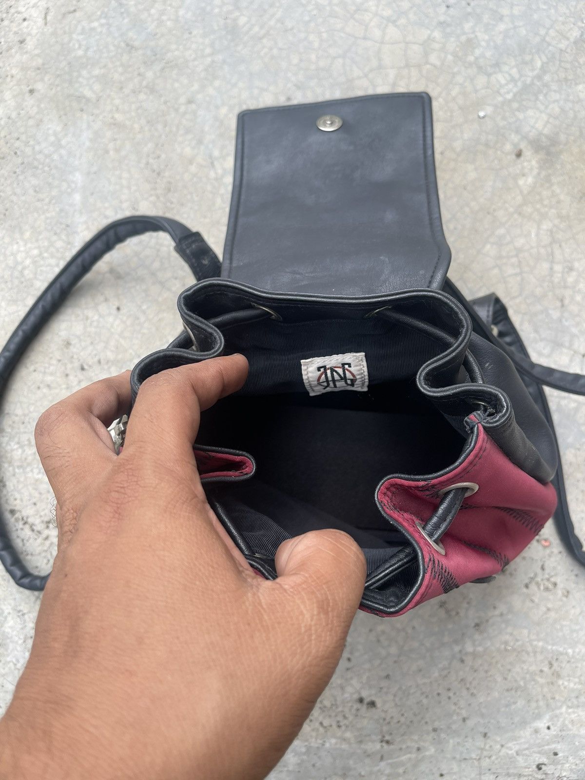 Jean Paul Gaultier × Vintage Jean Paul Gaultier Small Backpack Leather & Nylon Size ONE SIZE - 7 Thumbnail