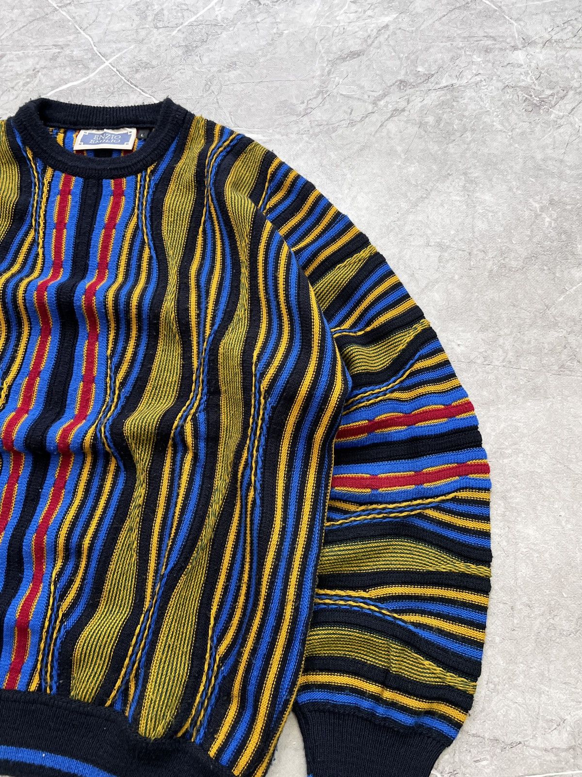 Other Vintage 90s cable knit multicolour Coogi style sweater Size US L / EU 52-54 / 3 - 6 Thumbnail