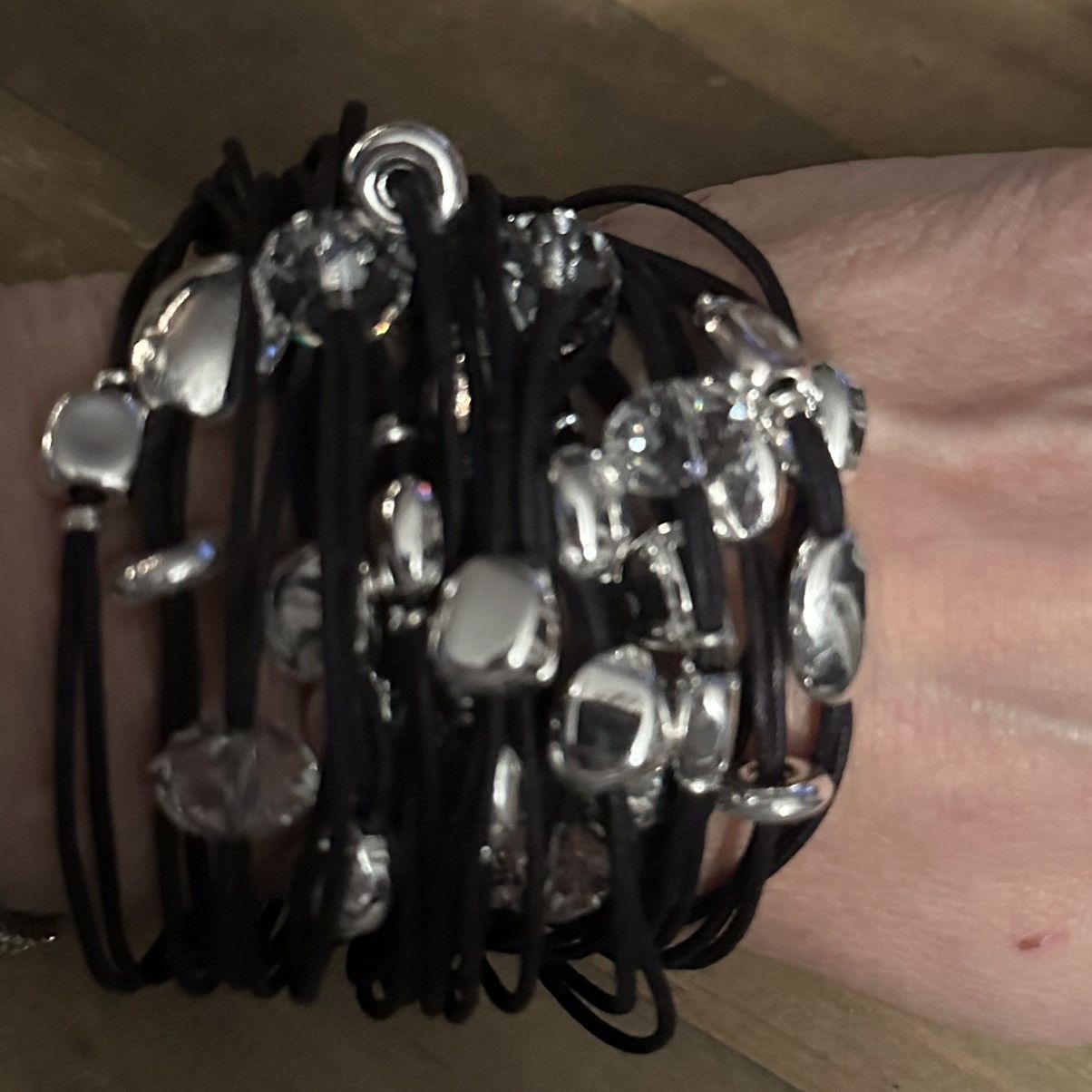 Other Multi strand crystal bead and iridium silver cord bracelet Size ONE SIZE - 7 Thumbnail
