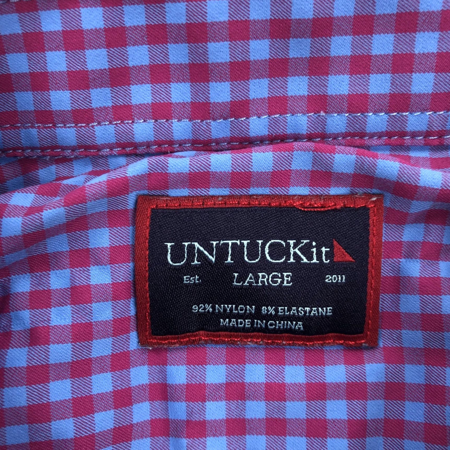 UNTUCKit UNTUCKIT Shirt Men's Large Red Blue Gingham Button-Down Long Sleeve Casual Business Casual Size US L / EU 52-54 / 3 - 5 Thumbnail