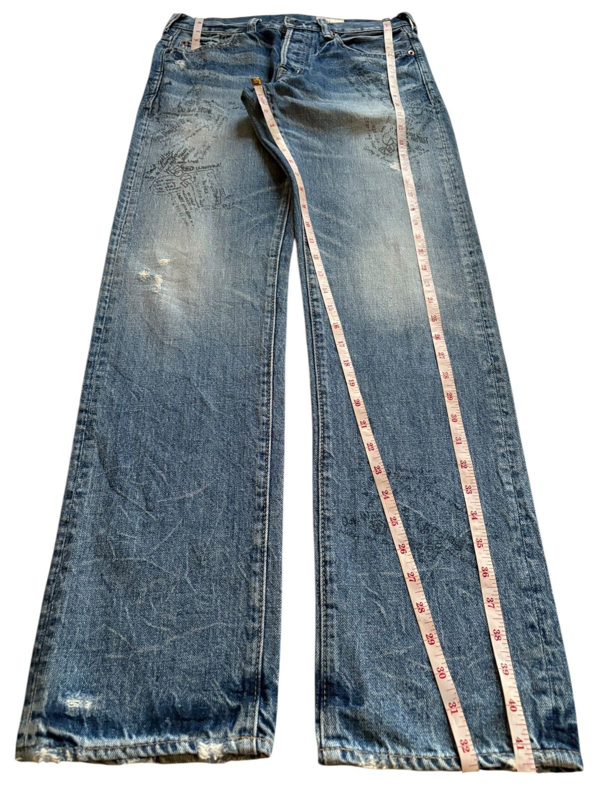 Japanese Brand Vintage Japanese Brand Printed Faded Wash Distressed Jeans Size US 30 / EU 46 - 13 Thumbnail