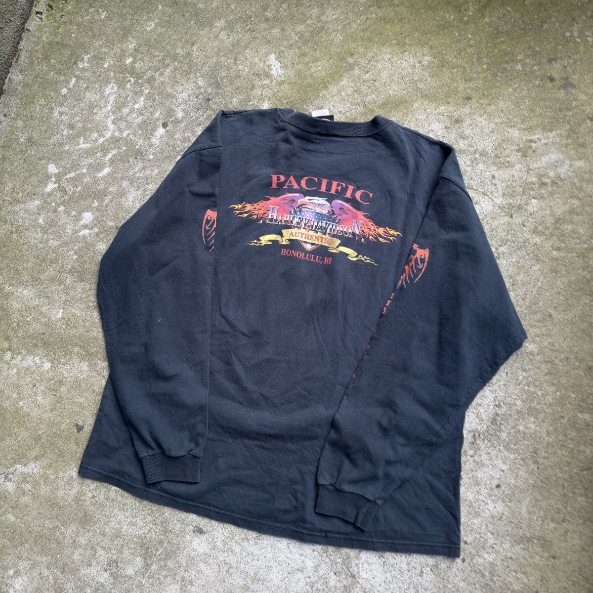 Harley Davidson Thrashed Faded Distressed Flame Shirt ERD Grunge Biker WCC Size US XL / EU 56 / 4 - 7 Thumbnail