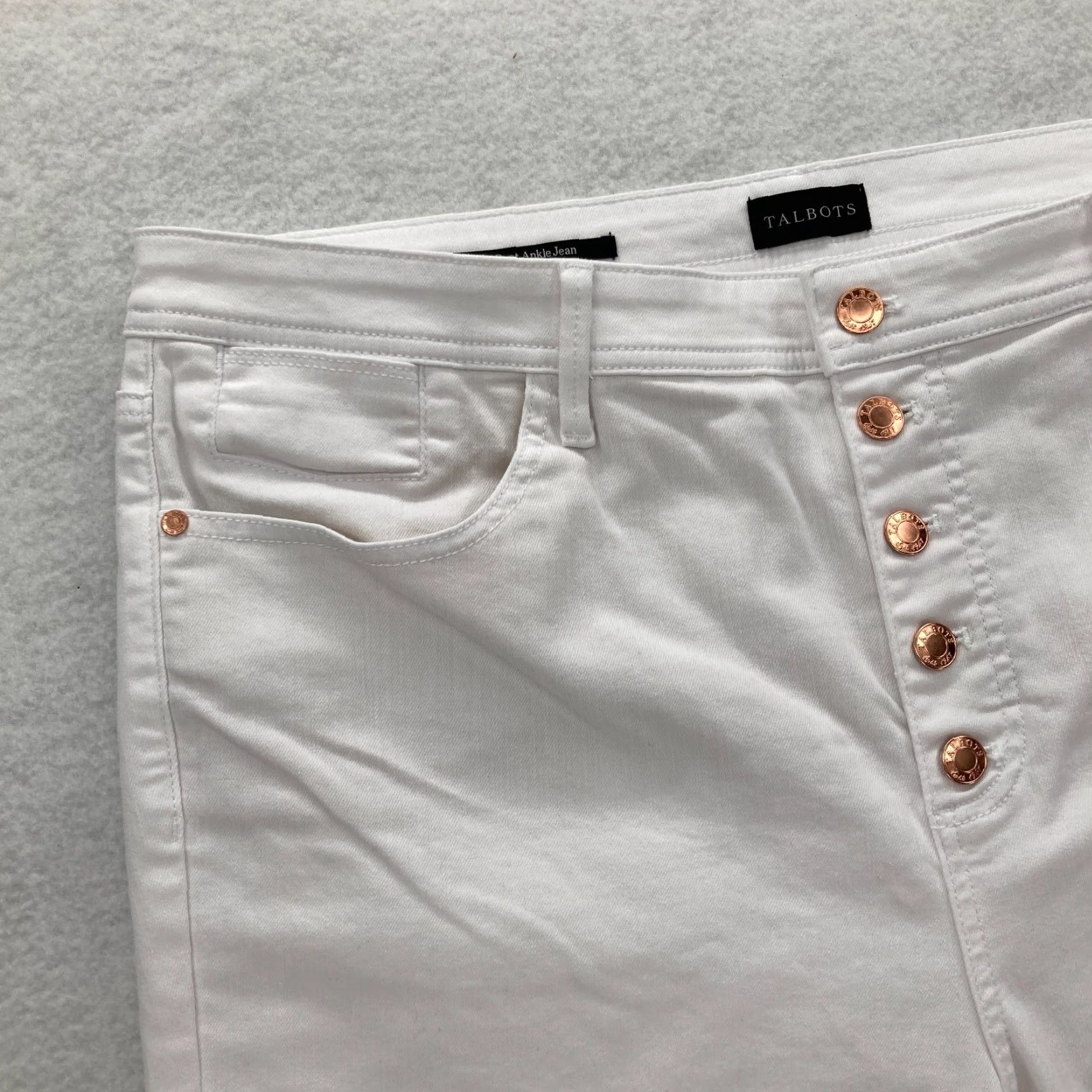 Talbots Talbots Jeans Women's Plus 18 Demi Boot Ankle White Stretch Denim Button Fly NWT Size 40" / US 18 - 3 Thumbnail