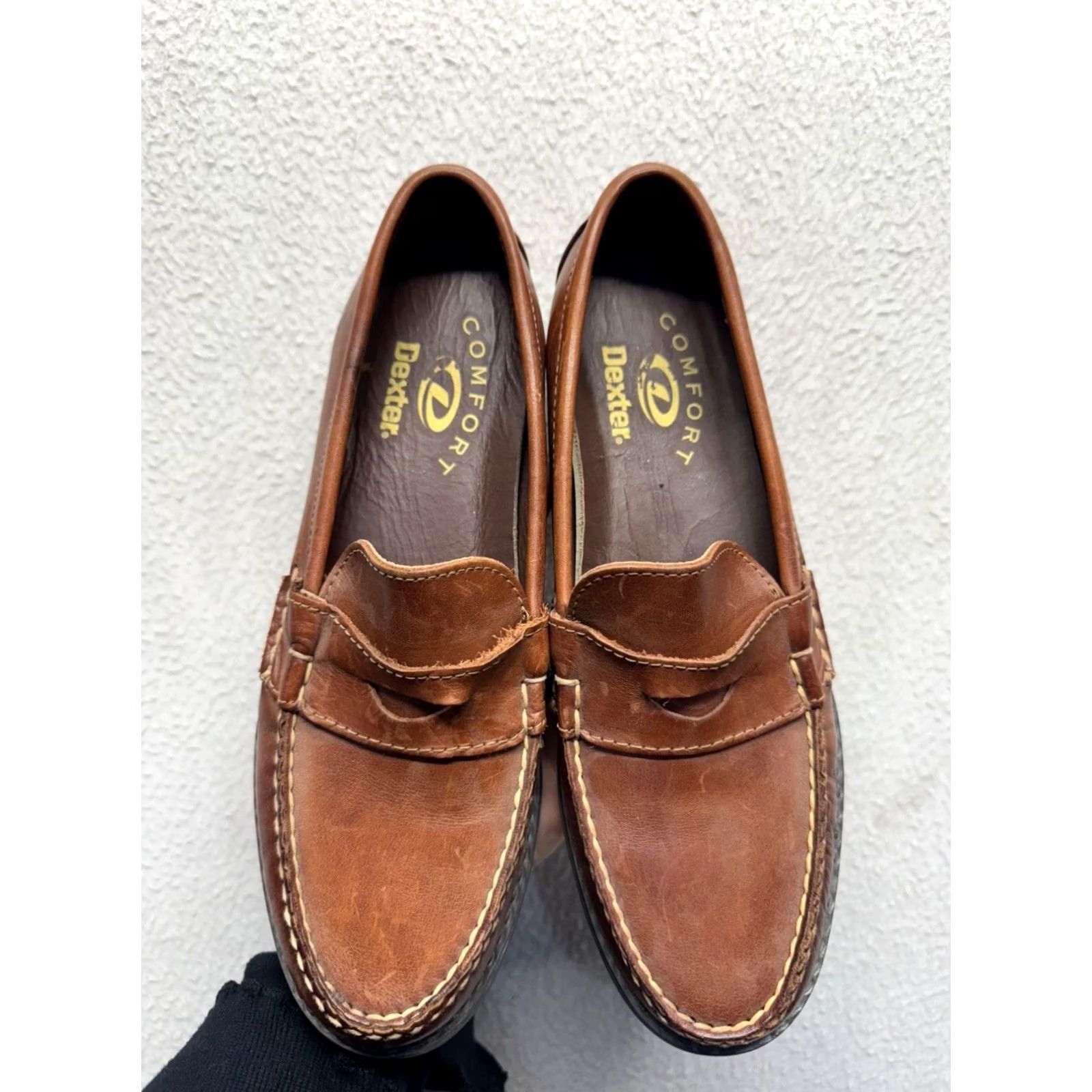 Vintage Dexter Brown Leather Penny Loafers Size 9.5, Dress Oxford, Men, Like New, Rubber Sole Size US 10 / EU 43 - 5 Thumbnail