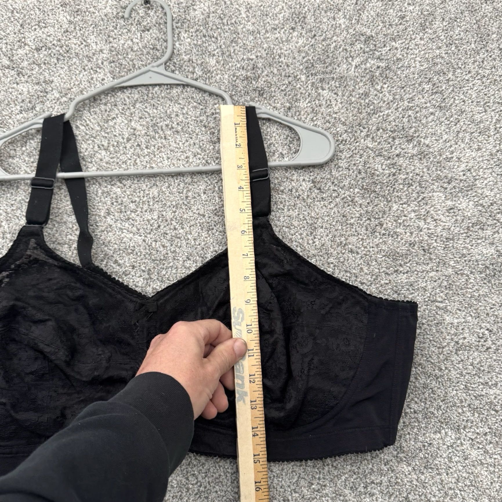 Vintage Elila Bra 52C Full Coverage Sheer Lace Support 90s Vintage Style Dainty Black Nylon Spandex Size ONE SIZE - 2 Thumbnail