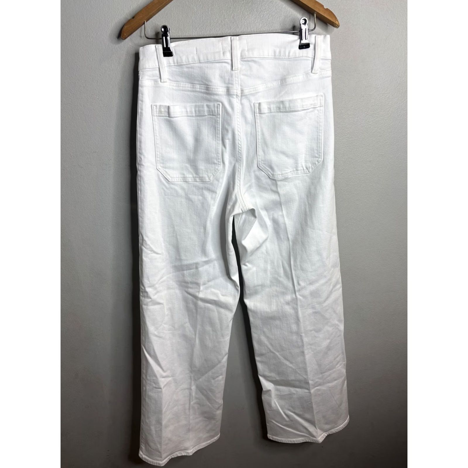 Frame VINTAGE FRAME Le Slim Palazzo Jeans Womens White High Rise Wide Leg Patch Pockets Denim Size 30" / US 8 / IT 44 - 5 Thumbnail