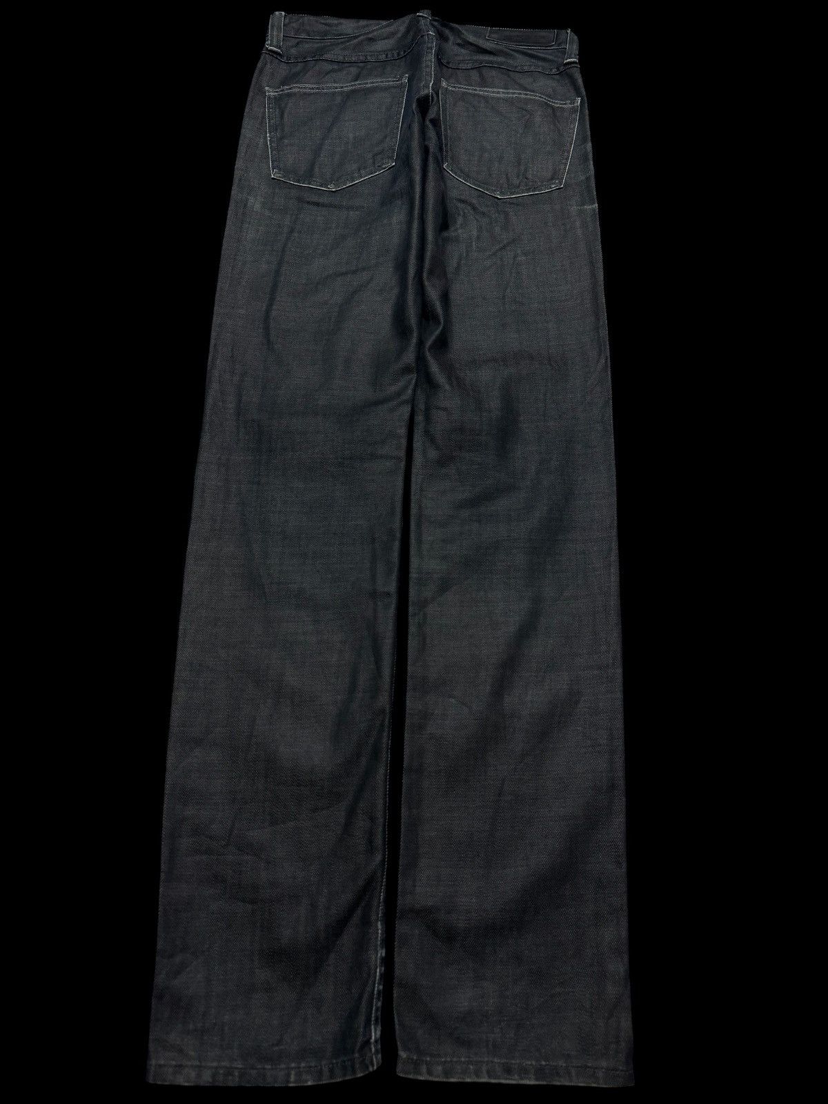 Japanese Brand VINTAGE BACK NUMBER WAXED BLACK JEANS MUDWASHED Size US 27 - 2 Thumbnail