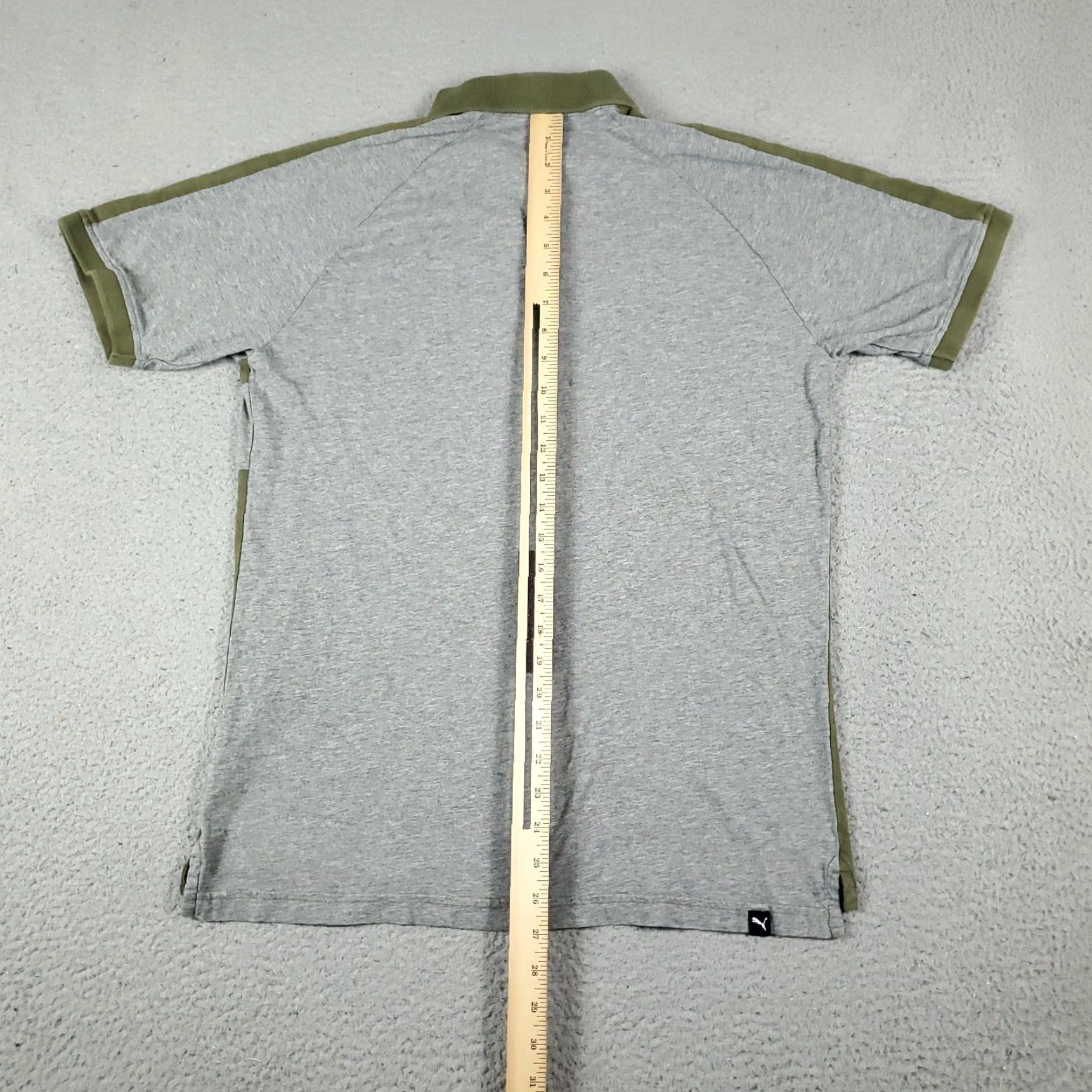 Puma PUMA Polo Shirt Men's Medium Gray Green Striped Cotton Blend Short Sleeve Activewear Size US M / EU 48-50 / 2 - 5 Thumbnail