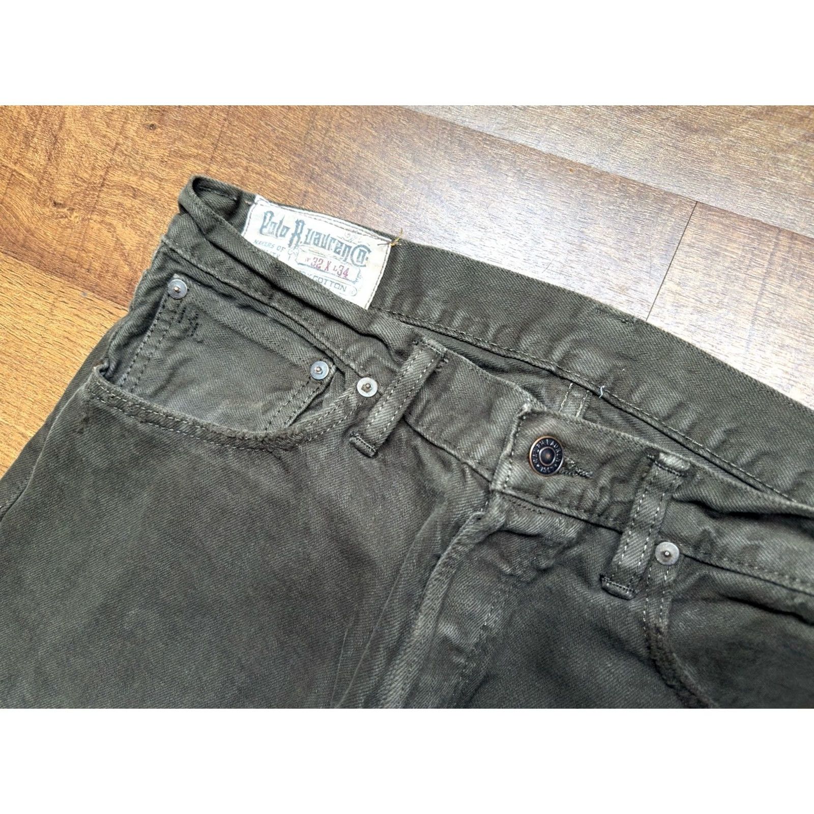 Polo Ralph Lauren Polo Ralph Lauren Varick Slim 625 Dark Olive Jeans 100% Cotton Men’s 32X34 Slim 5-Pocket Denim Jeans Mens Regular Green Size US XS / EU 42 / 0 - 5 Thumbnail