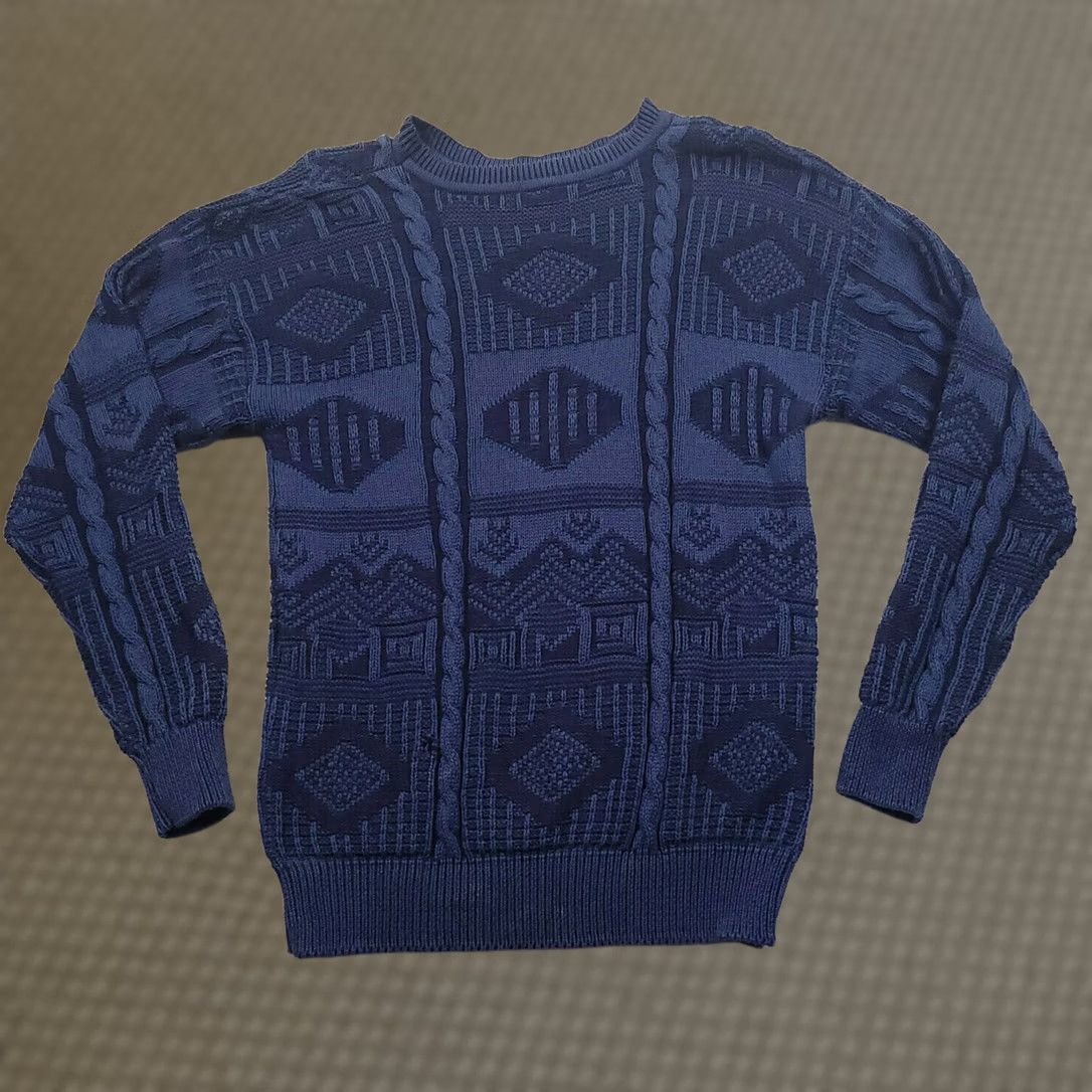 Vintage VINTAGE Bellagio Cable Knit Sweater Mens Medium Blue Made In USA Size US M / EU 48-50 / 2 - 1 Thumbnail