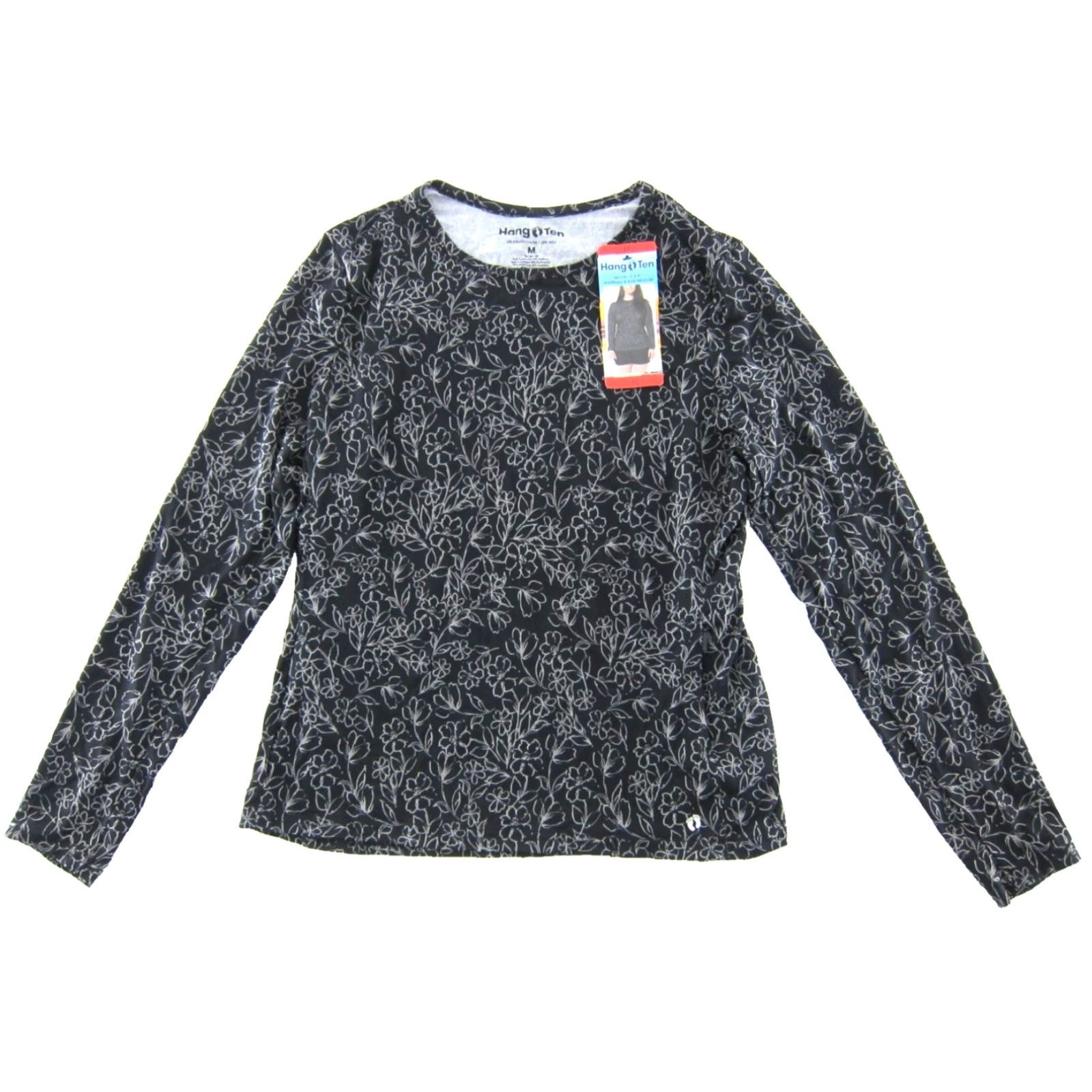 Hang Ten NWT Hang Ten Shirt Black White Floral Long Sleeve Sun Protect Swim Rash Guard M Size M / US 6-8 / IT 42-44 - 2 Thumbnail