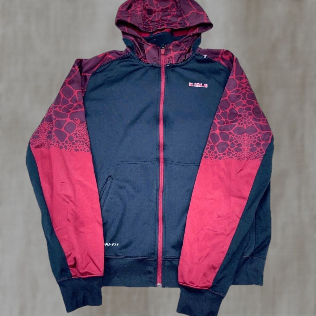 Nike Nike Hoodie Men Medium Black Red Lebron James Track Jacket Nike Therma Fit LBJ Hoodie Geometric Logo Sports Modern Hipster Size US M / EU 48-50 / 2 - 1 Thumbnail