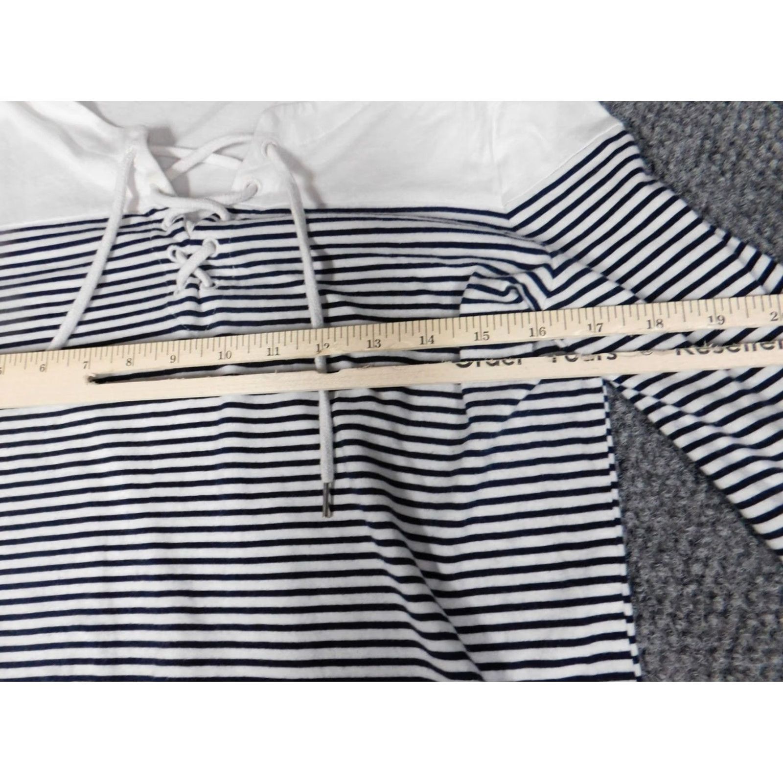 Vintage Chicos Blouse Size 1 Blue Womens Striped Pullover Stretch Top Cotton Modal Rayon Crew Neck Regular Fit Button Shirts Women Size XS / US 0-2 / IT 36-38 - 4 Thumbnail