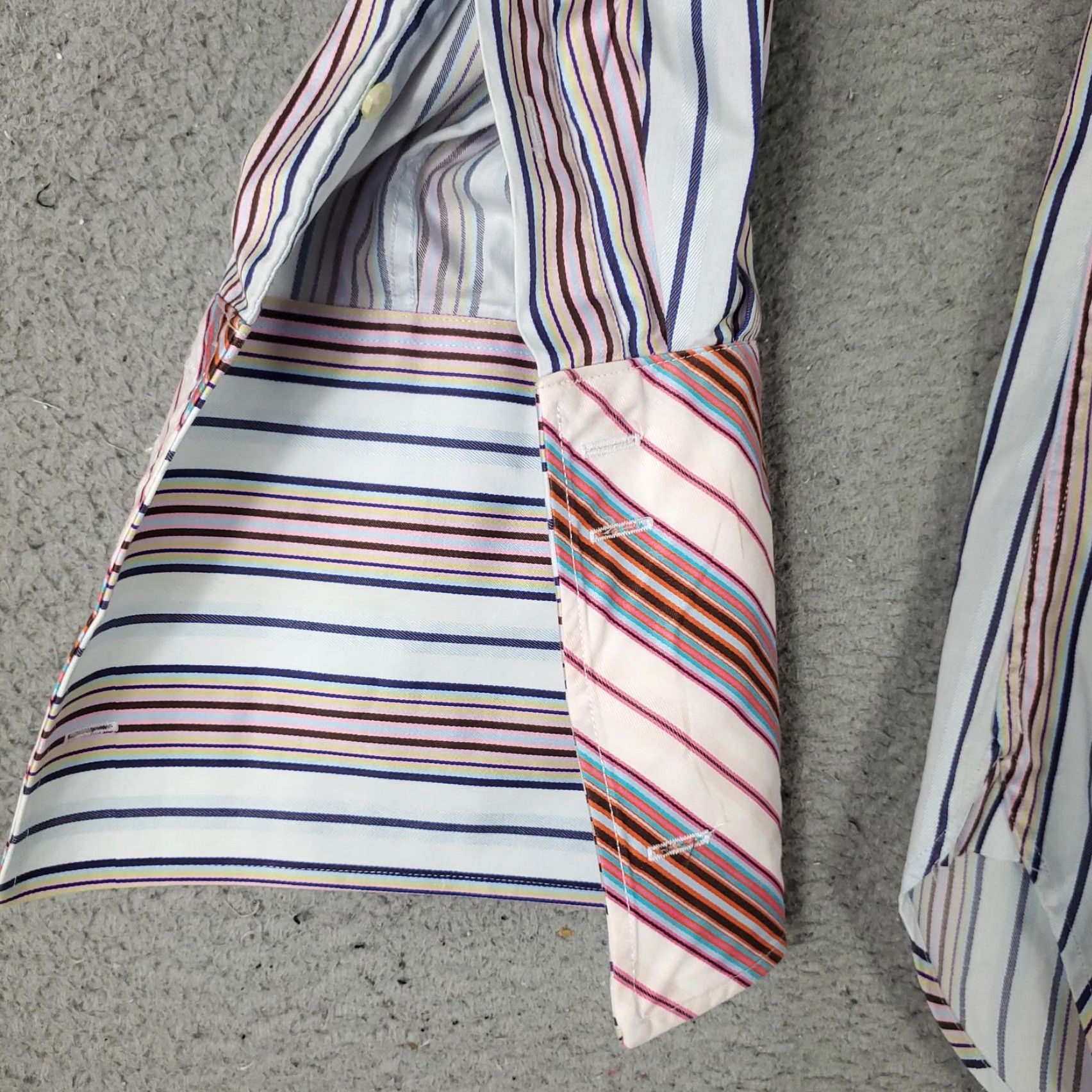 Ted Baker Ted Baker Dress Shirt Mens 17 Large White Striped Spread Cuff Classic Cotton Size 46R - 3 Thumbnail