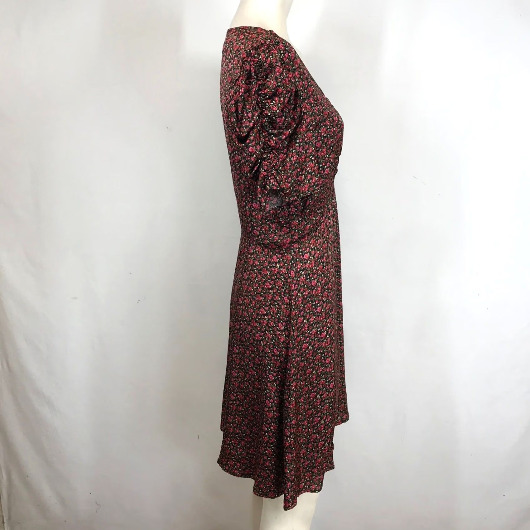 Gap GAP Women's Floral Print V-Neck Ruched Short Sleeve Dress SIZE SMALL TALL Dress Size 28" / US 6 / IT 42 - 4 Thumbnail