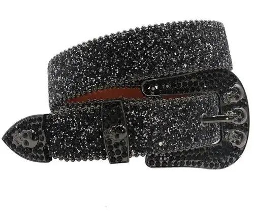 V::Room All Black Shiny Rivet Design PU Leather Belt Size ONE SIZE - 1 Thumbnail