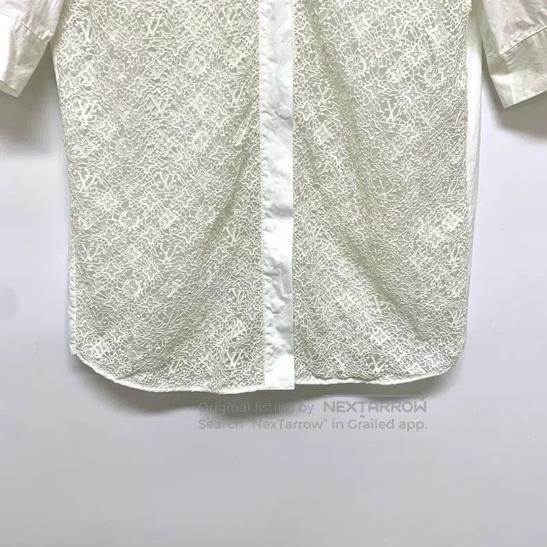 Louis Vuitton Louis Vuitton White Lace Short Sleeve Shirt Size XS / US 0-2 / IT 36-38 - 6 Thumbnail
