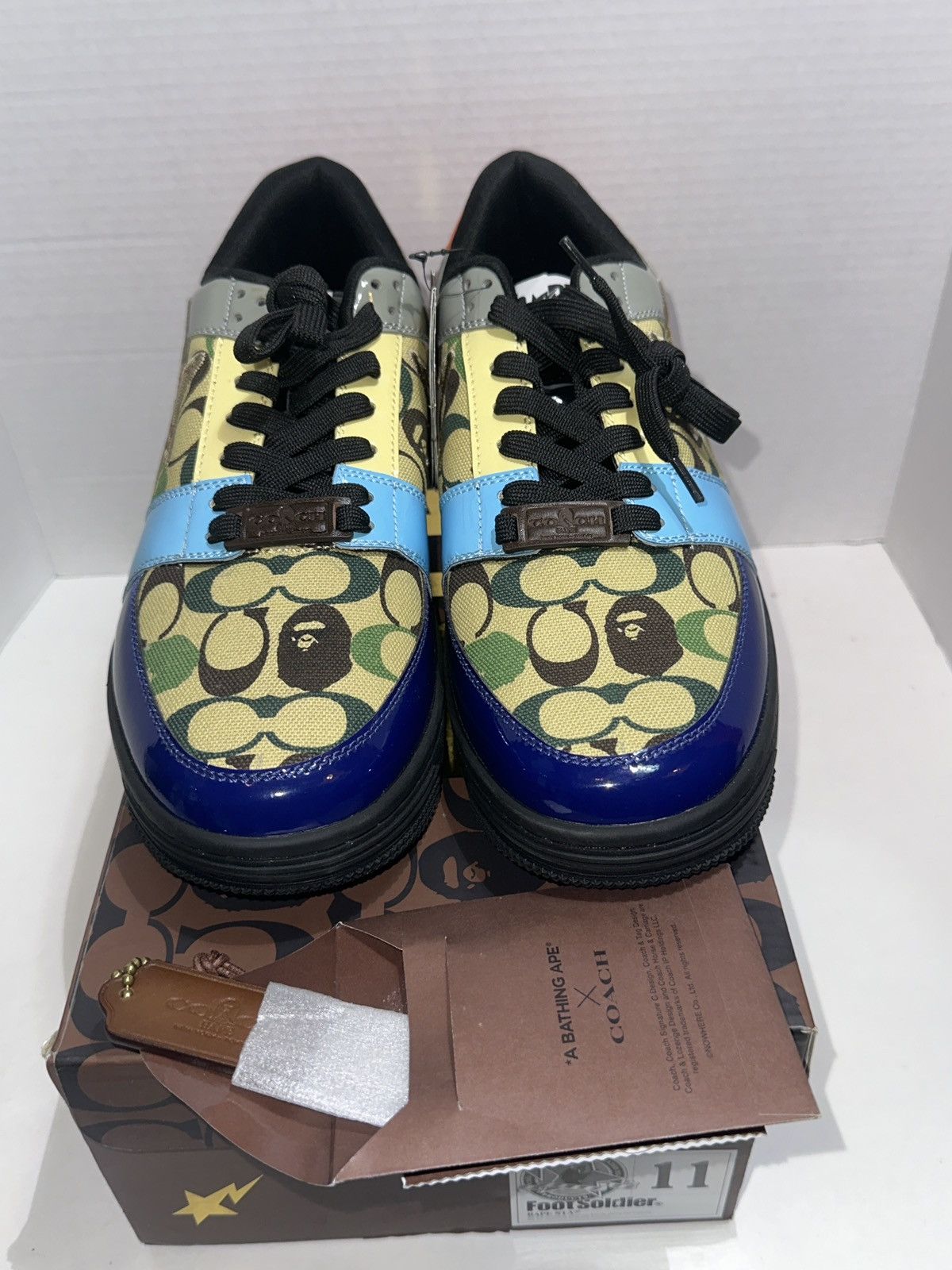 Bape × Coach RARE! BAPE X Coach Crazy Camo Multi Patent Bapesta DS US11 Size US 11 / EU 44 - 4 Thumbnail