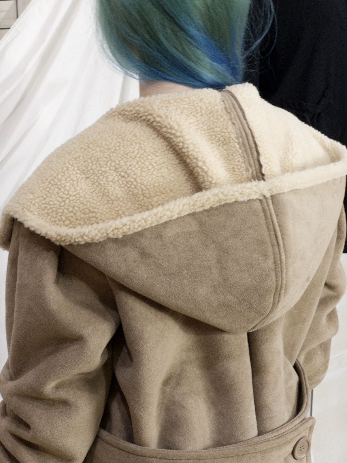 Vintage Faux shearling hooded coat in beige mori kei softcore Size M / US 6-8 / IT 42-44 - 8 Thumbnail