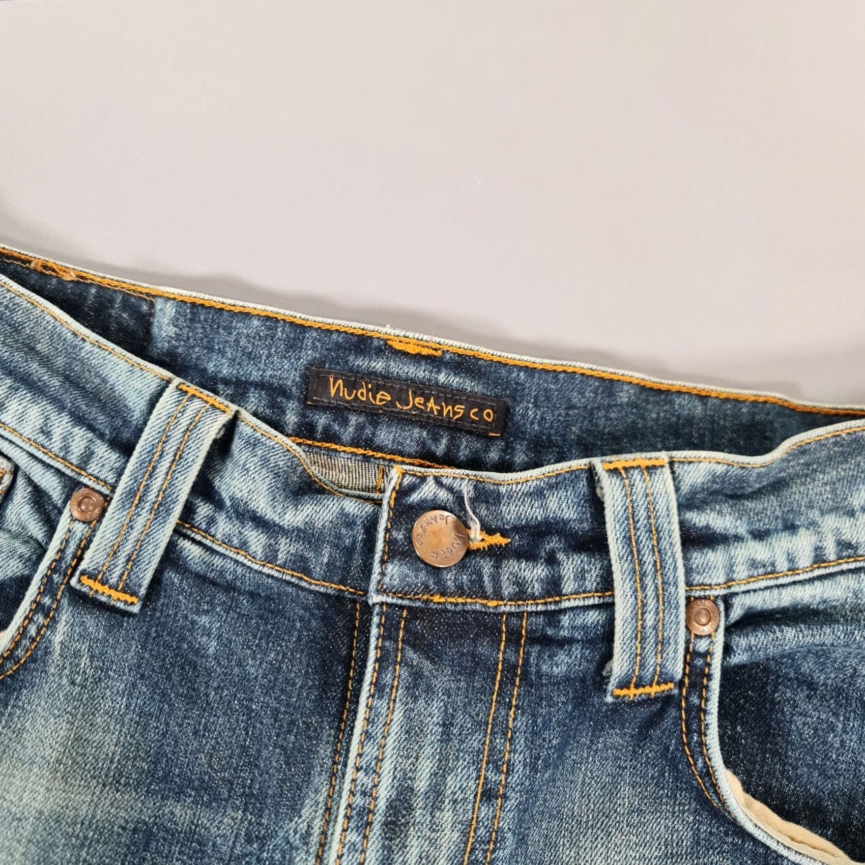 Nudie Jeans Nudie Jeans Nudie Thin Finn Jeans Mens W32 L30 Blue Denim Skinny Stretch Denim Zip Button 5-Pocket Logo Slim Vintage No N/A Size US 32 / EU 48 - 3 Thumbnail