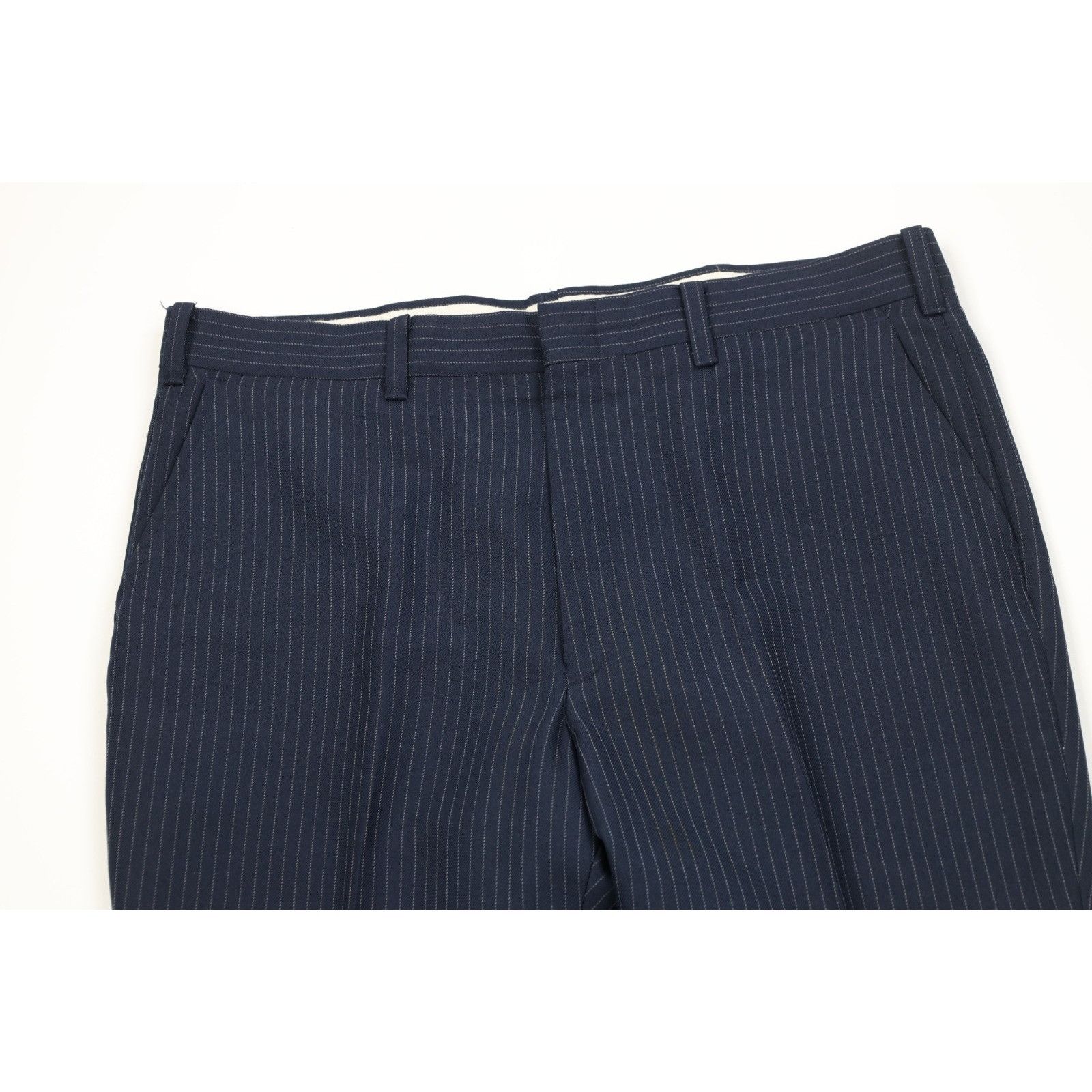Vintage Vintage 70s 2 Piece Wool Blend Suit Wedding Blue Striped Size 46R - 13 Thumbnail