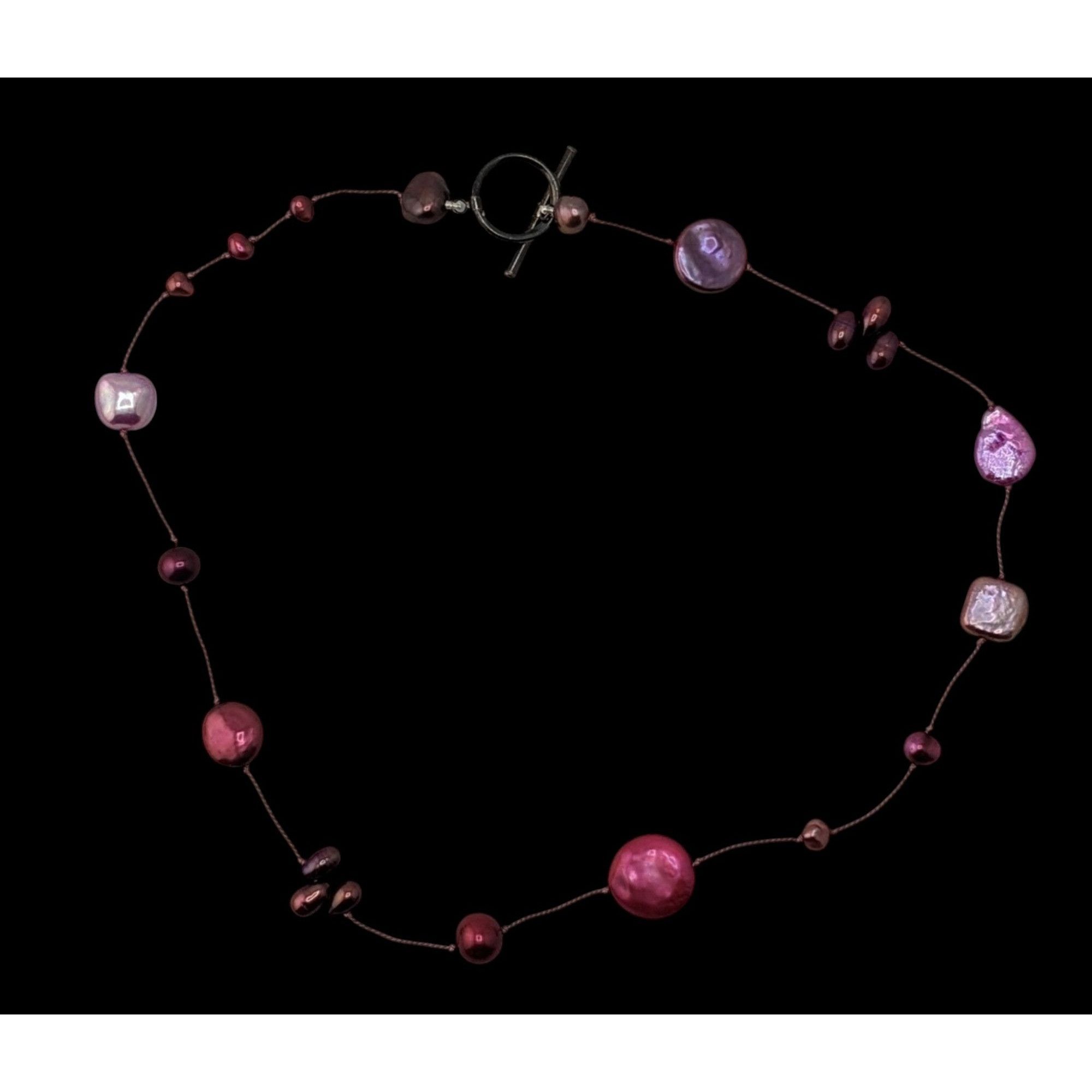 Handmade Vintage Handmade Pink Freshwater Pearl Necklace With Toggle Size ONE SIZE - 3 Thumbnail