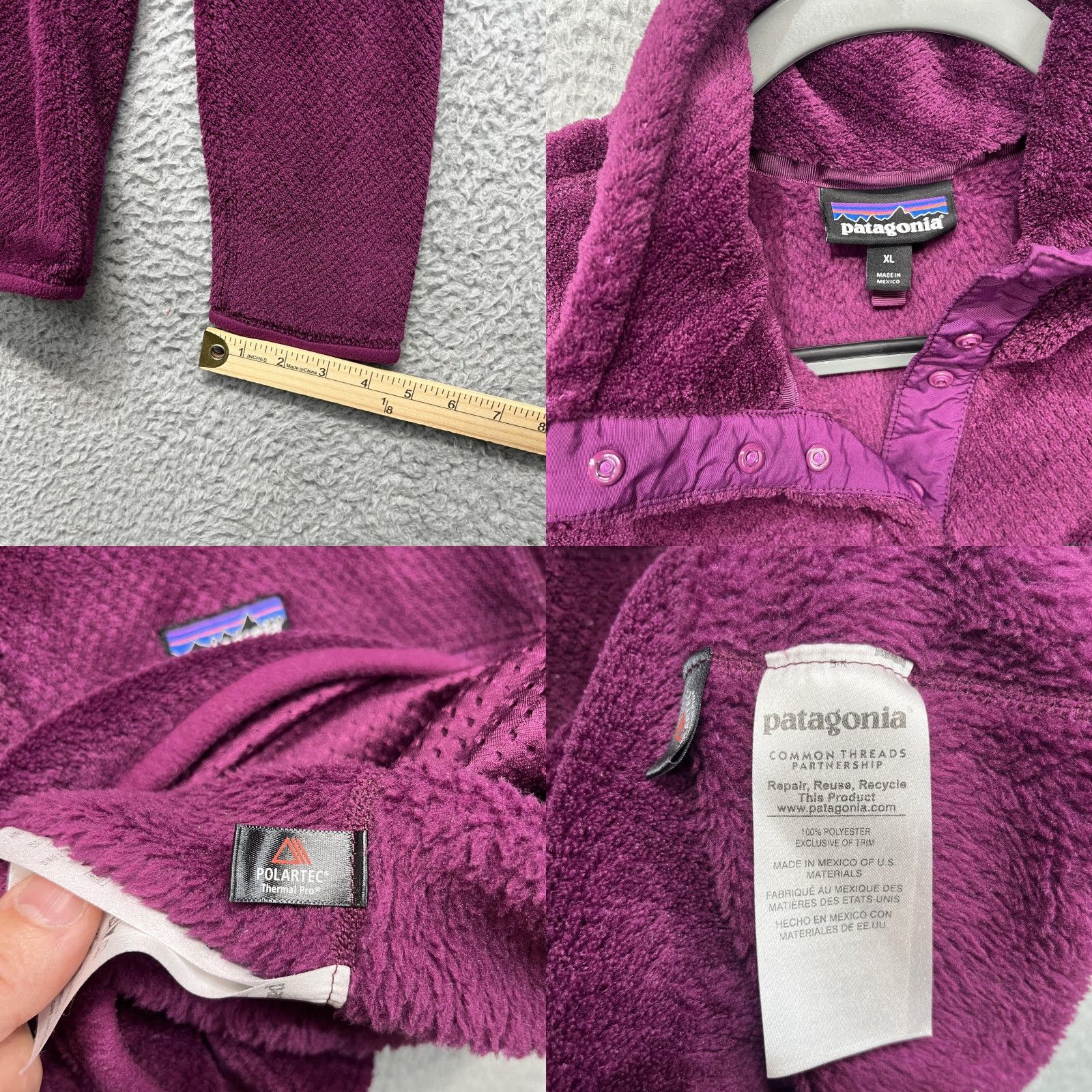 Patagonia Patagonia Re-Tool Snap-T Pullover Jacket Womens XL Ikat Purple Fleece 25442 Size XL / US 12-14 / IT 48-50 - 9 Thumbnail
