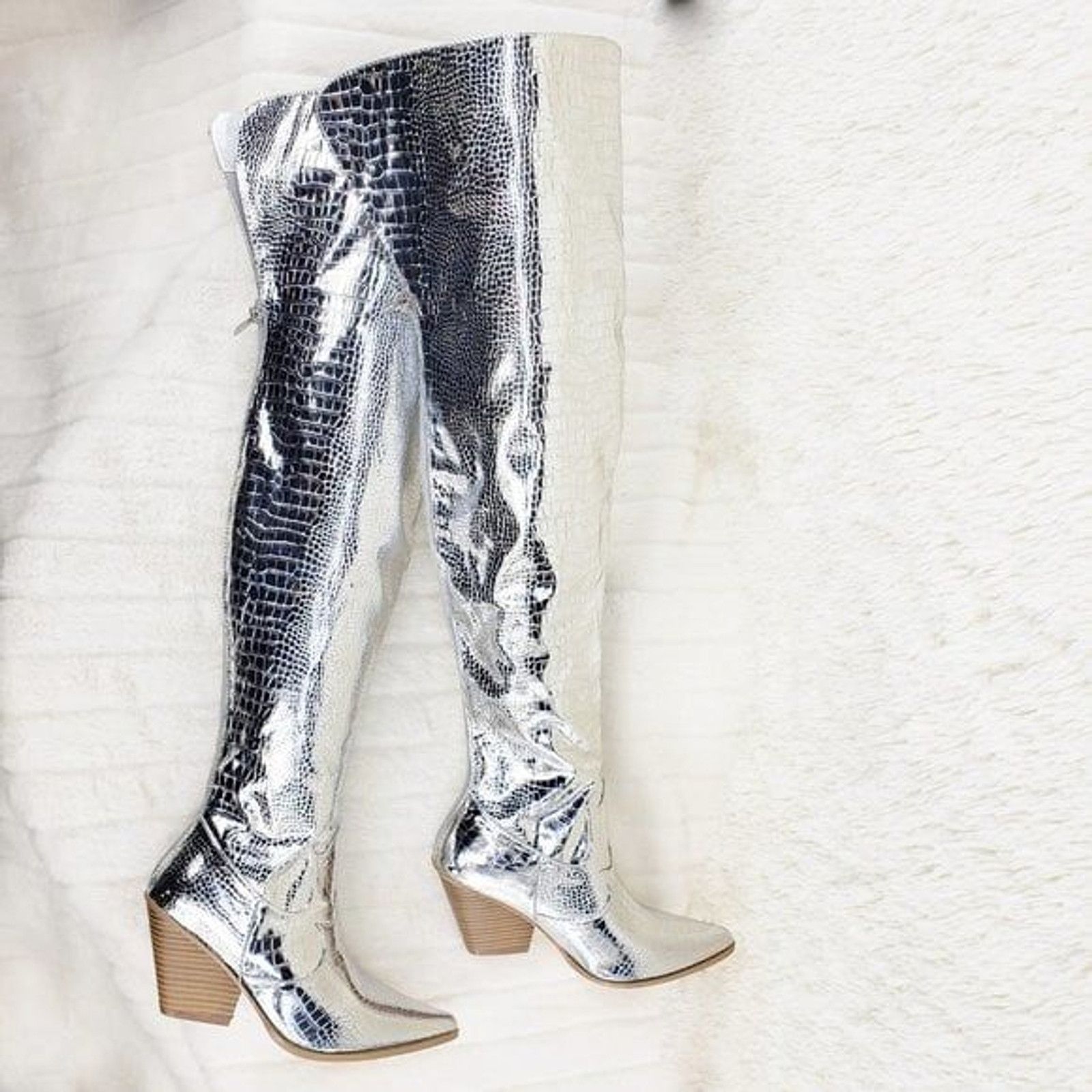 Other Size 6.5 Centura Silver Country Western thigh high Cowgirl B Size US 6.5 / IT 36.5 - 7 Thumbnail