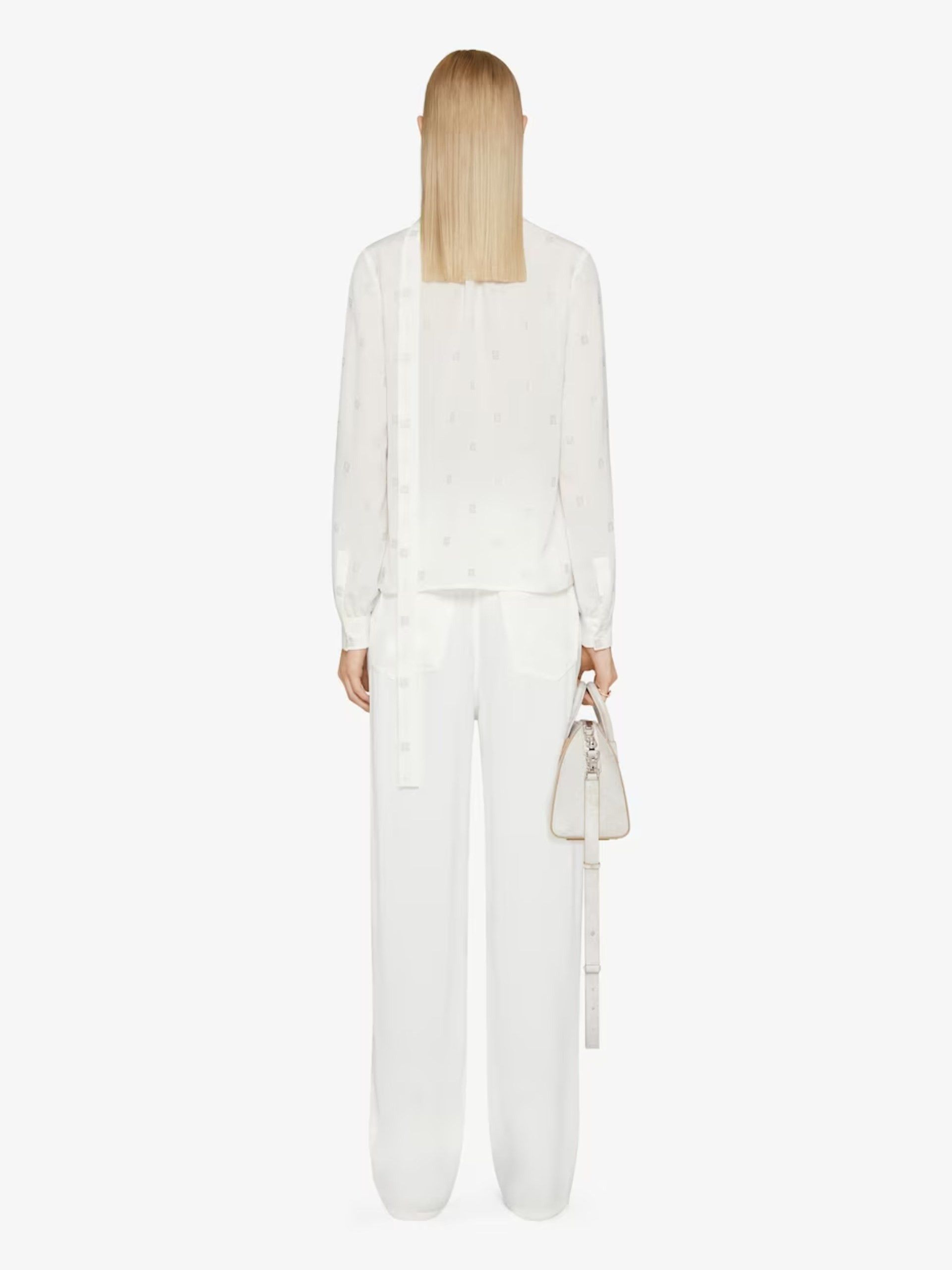 Givenchy o1w1db10325 Lavaliere Long Sleeves Blouse in White Size M / US 6-8 / IT 42-44 - 4 Thumbnail