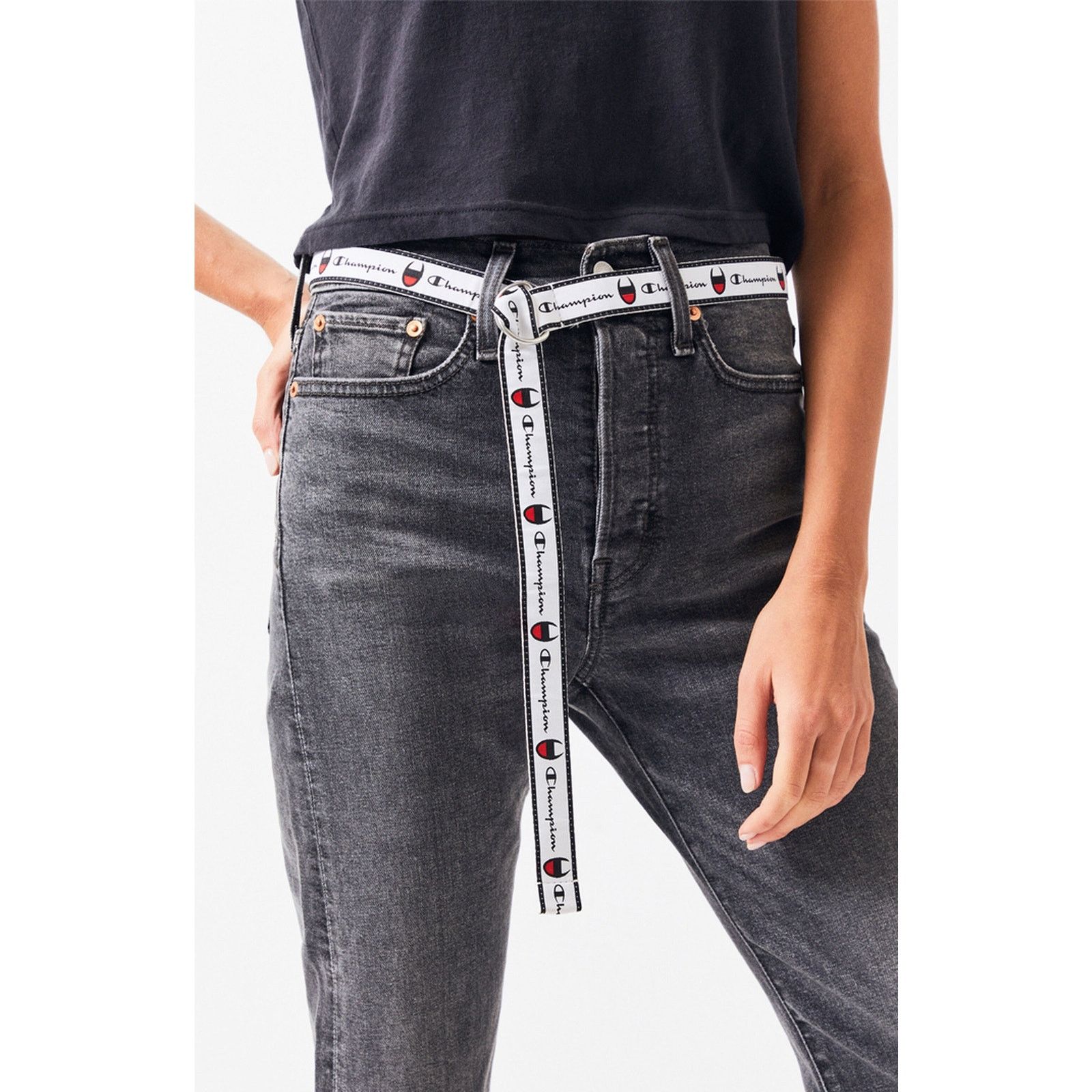 Champion Champion White Cadet Repeating Logo D-Ring Skinny Belt Size ONE SIZE - 1 Thumbnail