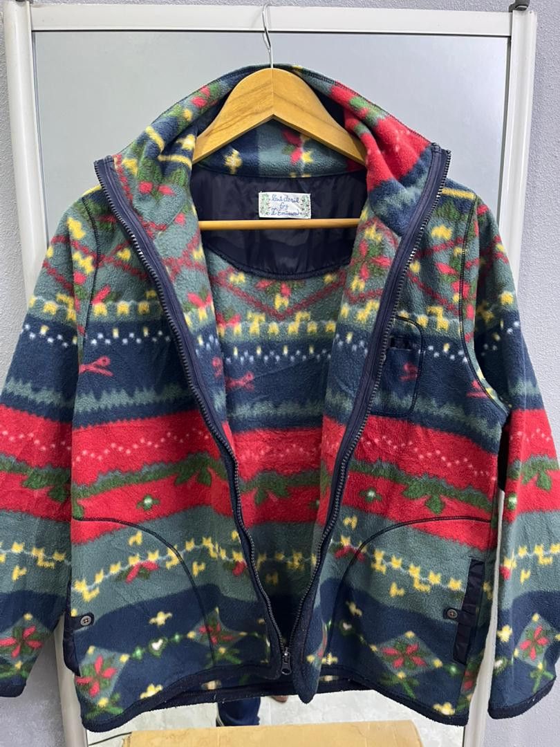 Japanese Brand Japanese Vintage Patterned Fleece Zip Up Jacket Size US S / EU 44-46 / 1 - 8 Thumbnail