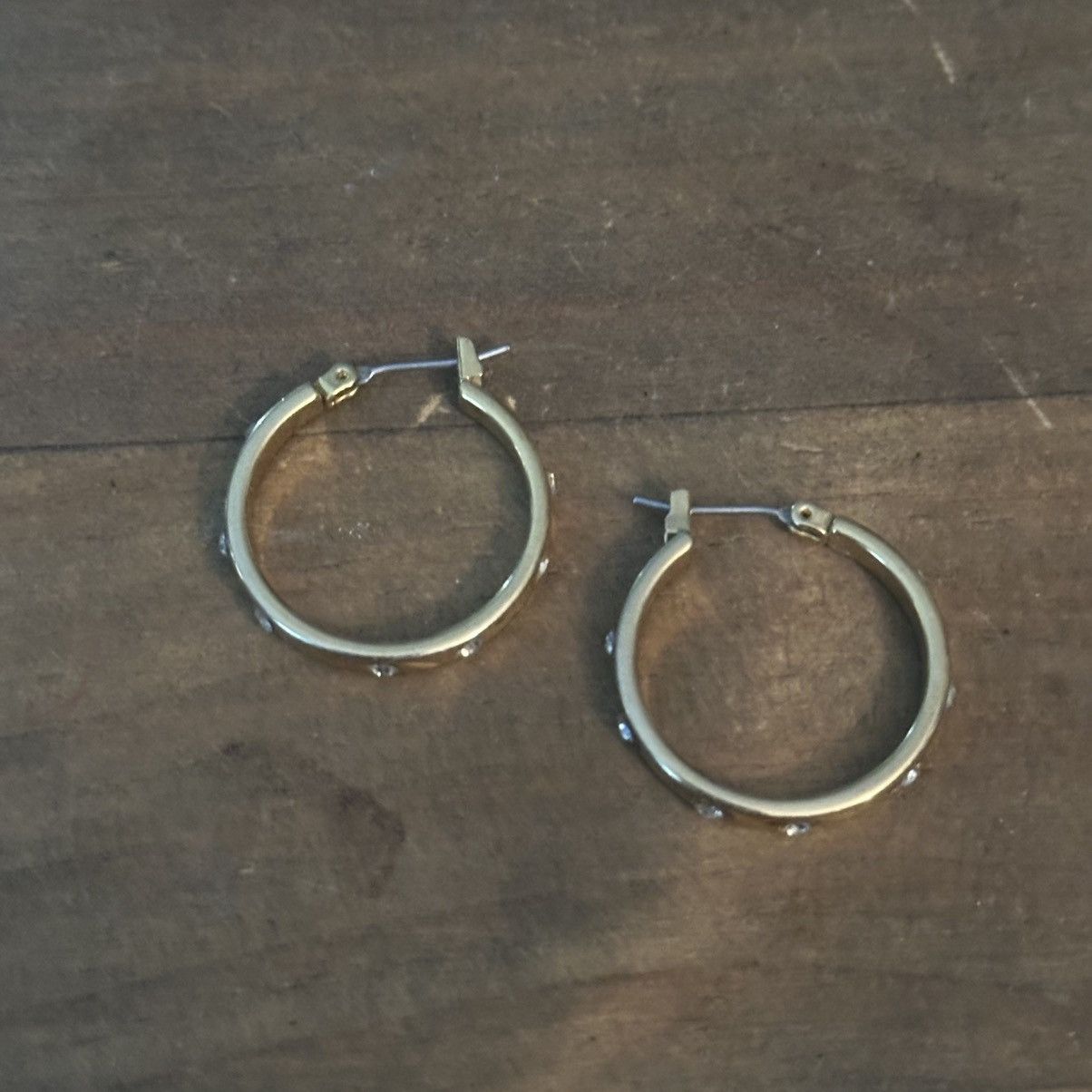 Vintage Vintage gold tone diamond cut CZ hoop earrings Size ONE SIZE - 5 Thumbnail