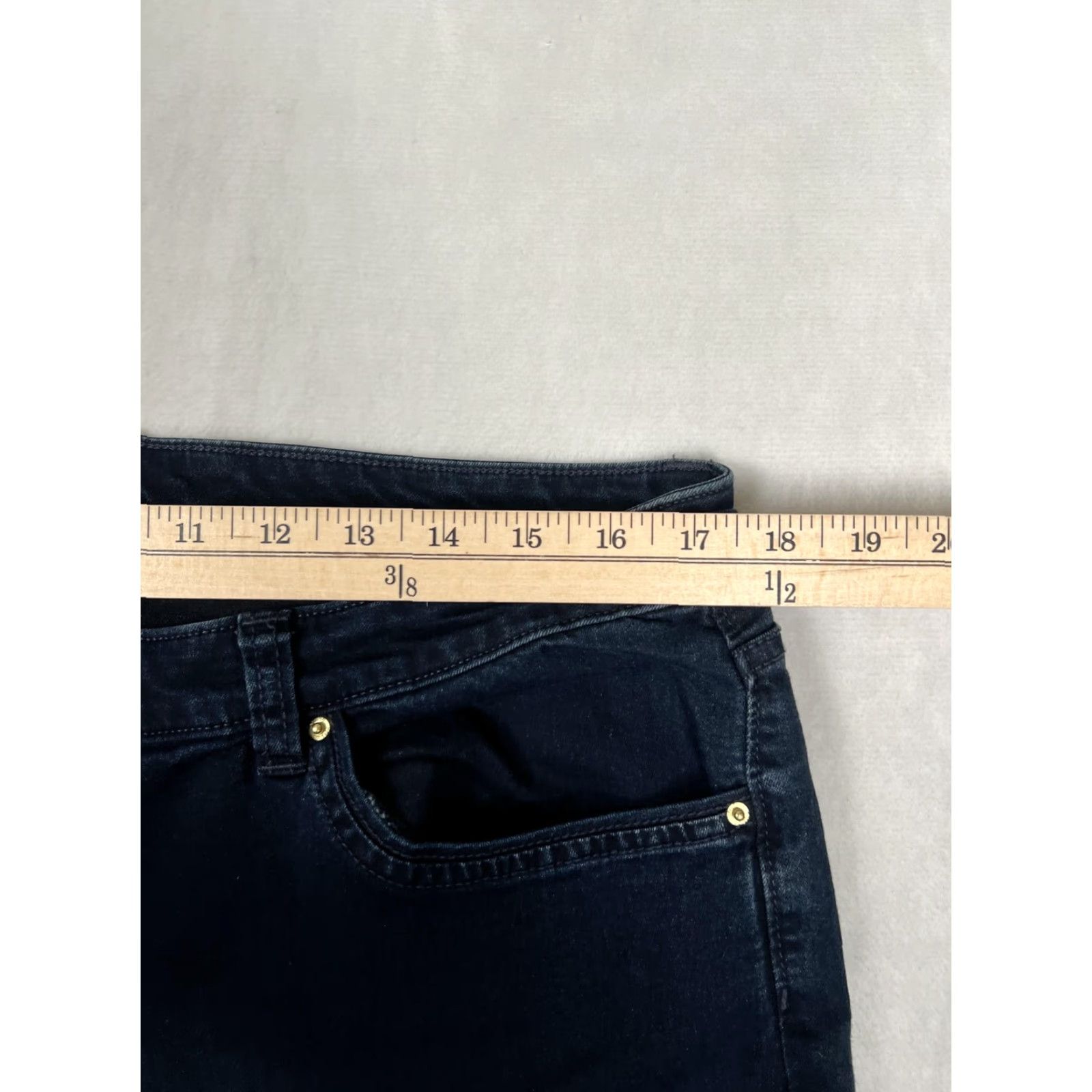 Mossimo Mossimo Jeans Womens 14 Dark Wash Mid Rise Flare Denim Pants 5-Pocket Stretch Size 36" / US 14 / IT 50 - 5 Thumbnail