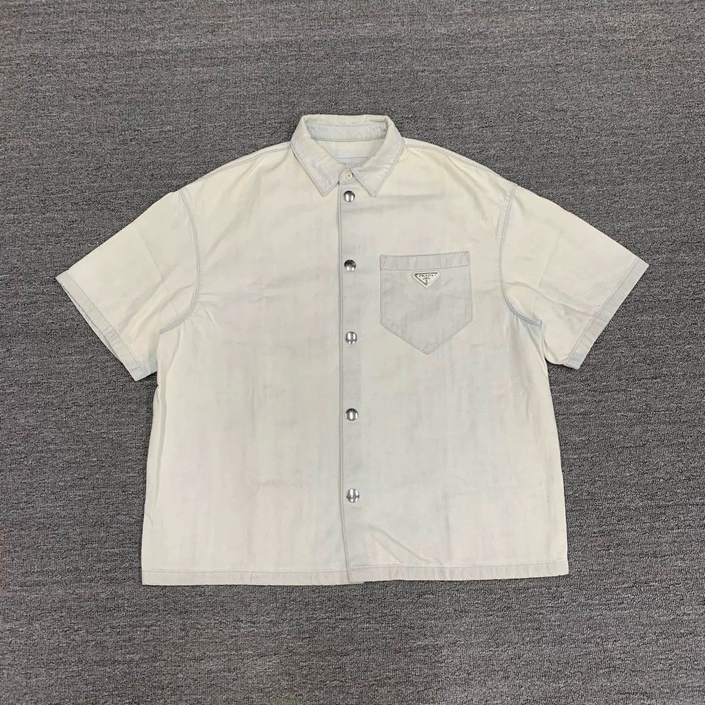 Prada Prada White Vintage Wash Denim Shirt Size US L / EU 52-54 / 3 - 1 Thumbnail