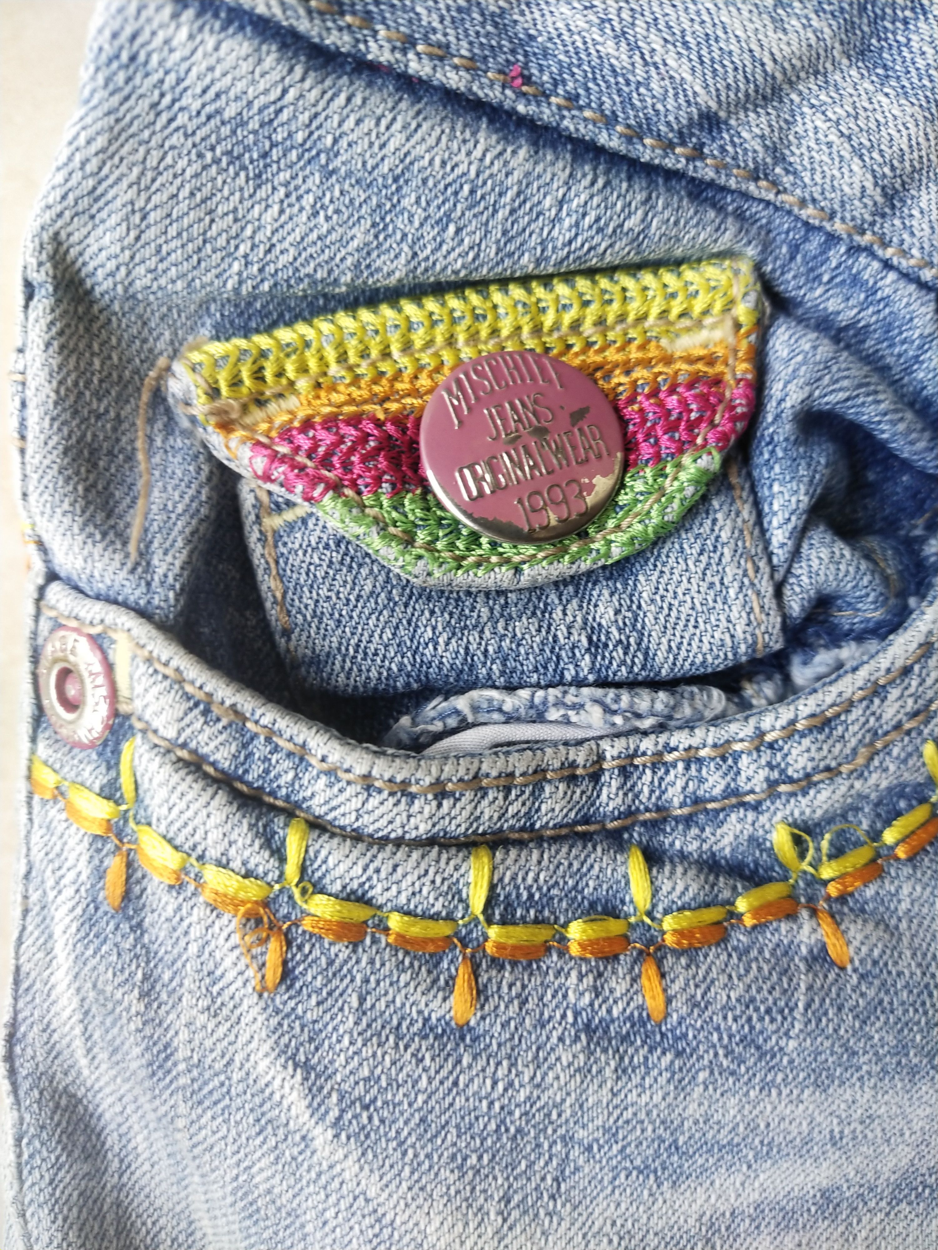 Hysteric Glamour Pink Latte Y2K Embroidered Rainbow Jeans Harajuku J-Fashion Size 27" / US 4 / IT 40 - 9 Thumbnail