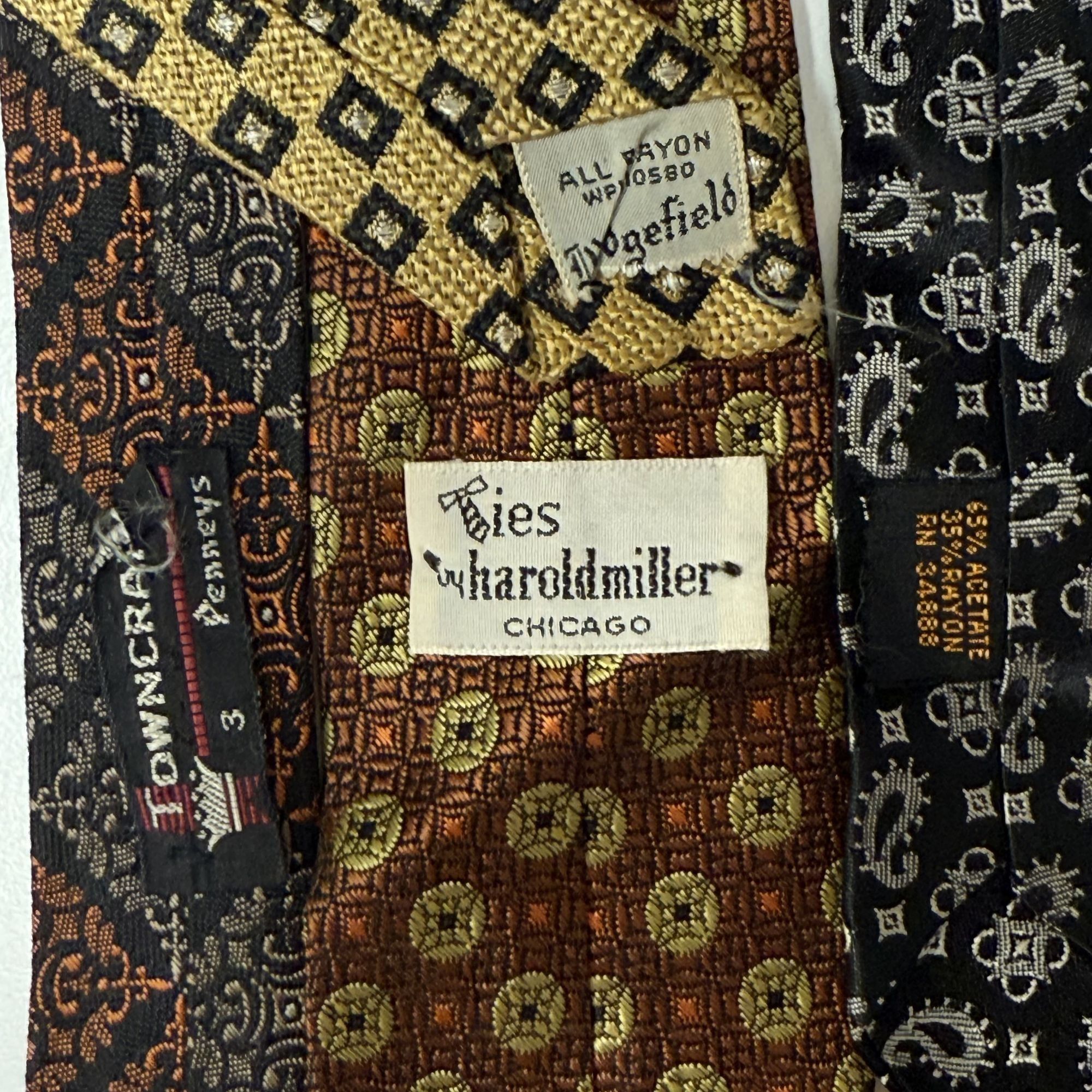 Towncraft 5 pc 50's ROCKABILLY Necktie LOT SKINNY RAYON GEOMETRIC Ties Size ONE SIZE - 4 Thumbnail