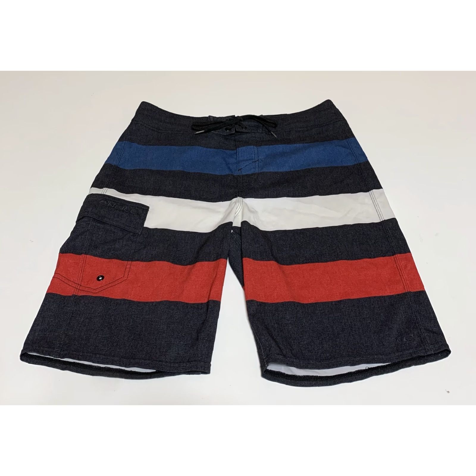O'Neill O’NEILL Boardshorts Swim Bottoms Striped Multicolor Red White Blue Black 31 Men Size US 31 - 2 Thumbnail
