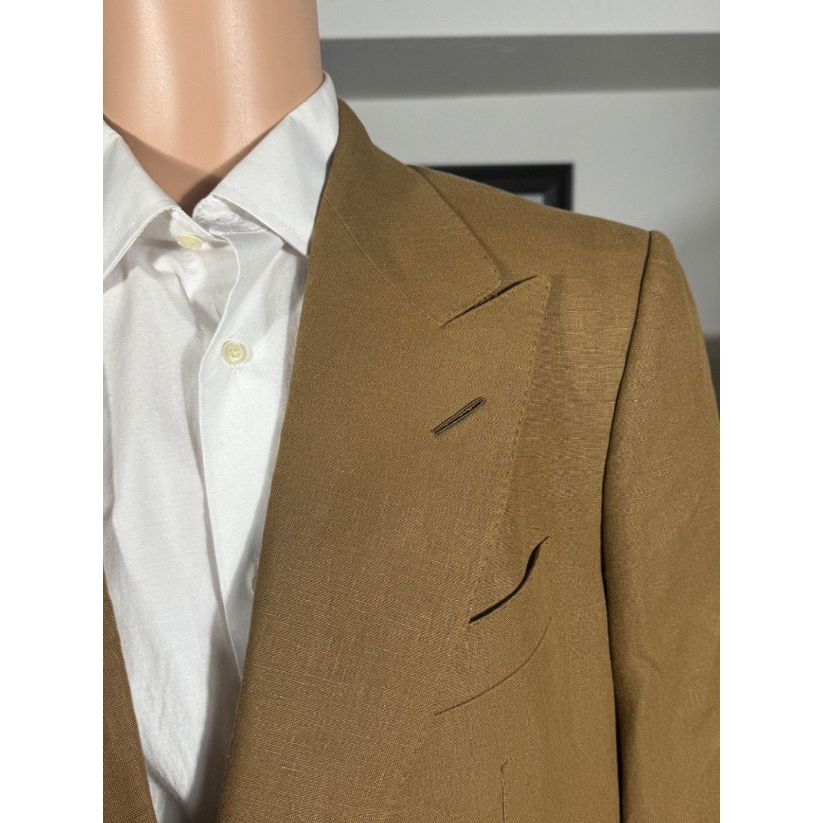 Tom Ford Tom Ford Tobacco Brown Linen Peak Lapel Blazer jacket 46R Size 46R - 2 Thumbnail