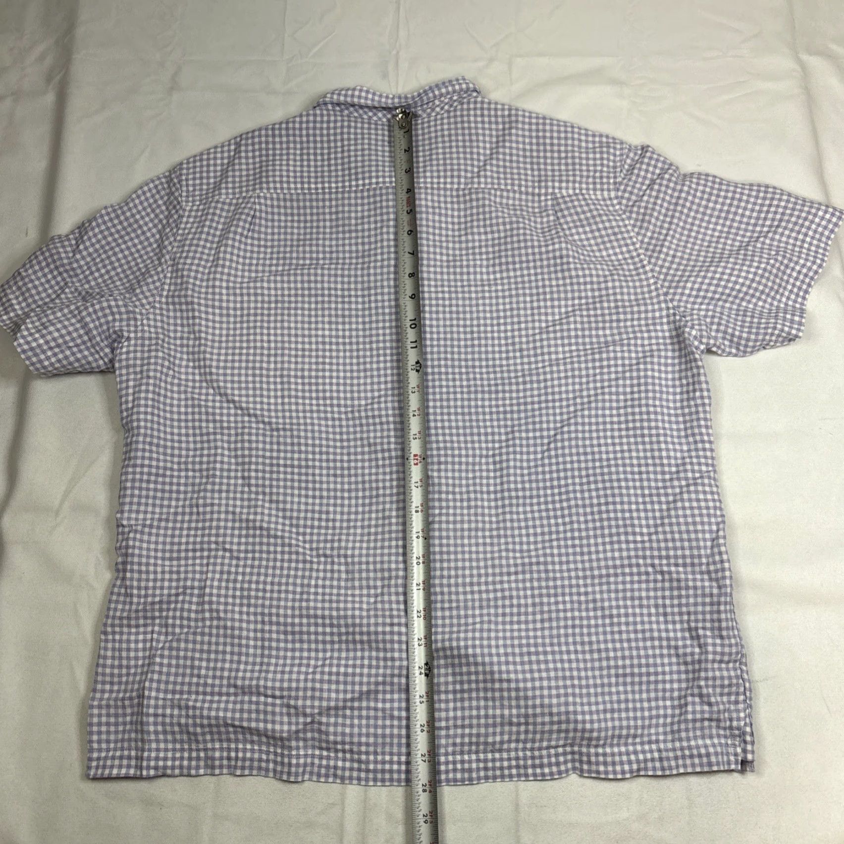 Jos. A. Bank Jos. A. Bank Reserve Button-Up Short Sleeve Linen Blend Checkered Purple XL Men Regular Shirt Purple Size US 36 / EU 52 - 4 Thumbnail