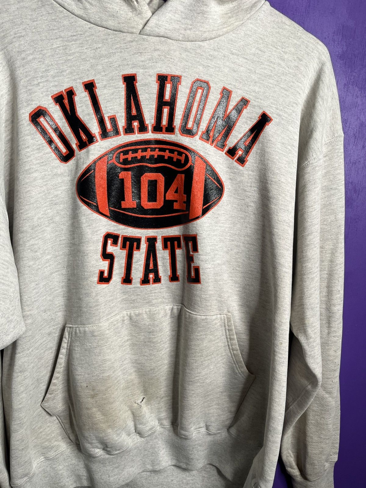 Russell Athletic × Vintage Vintage 90s Russell Oklahoma state football hoodie Size US XL / EU 56 / 4 - 3 Thumbnail