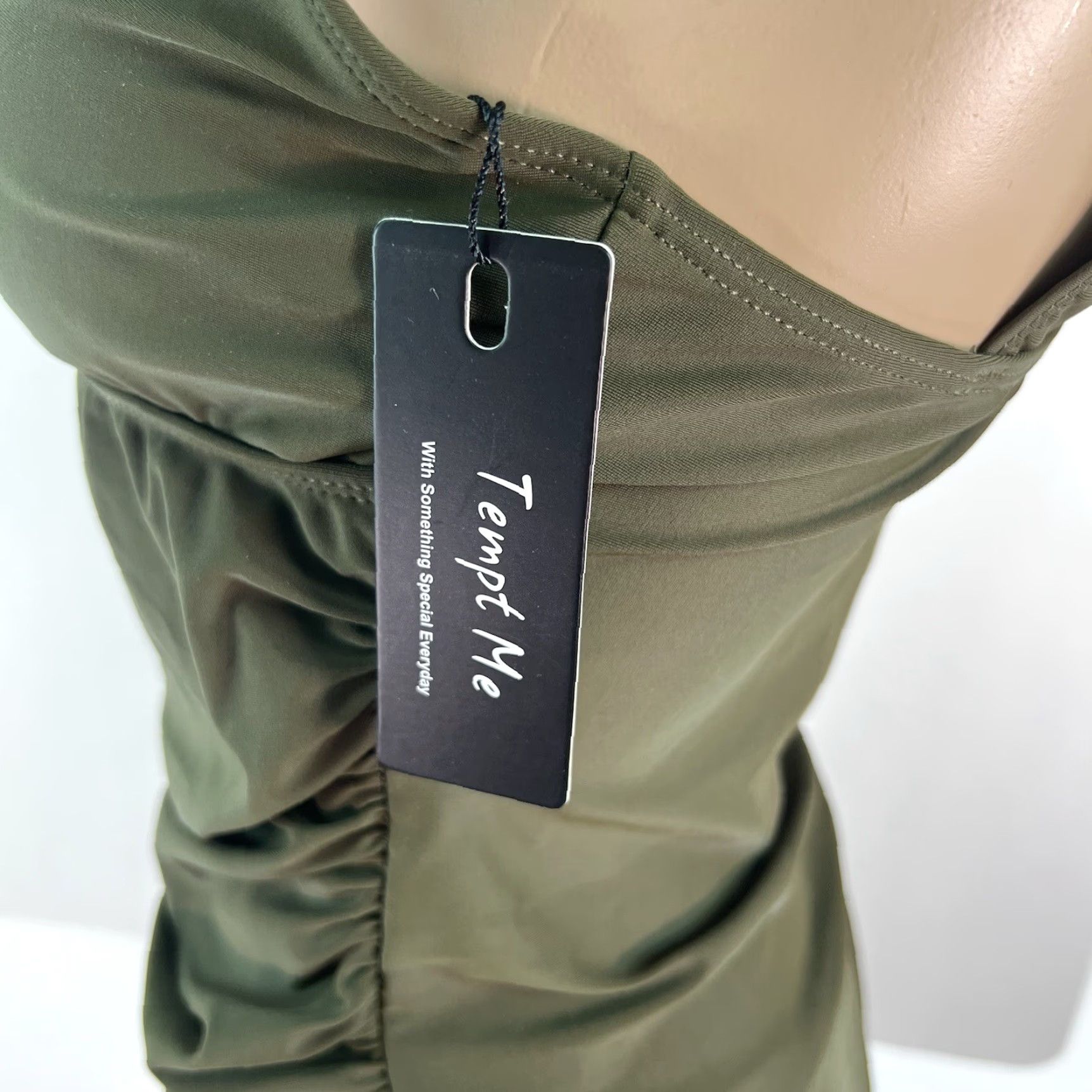 Vintage VINTAGE Tempt Me Women's One Piece Skirt Swimsuit Retro Ruched Army Green Medium Size 32" / US 10 / IT 46 - 5 Thumbnail