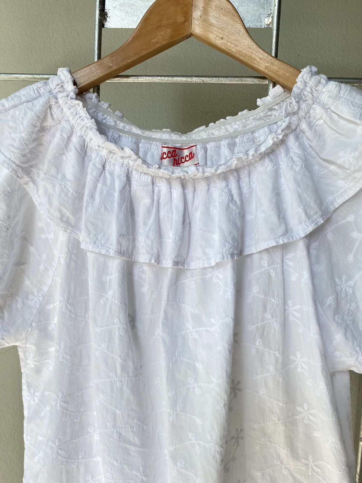 Nina Ricci Ricca ricca White Embroidered Puff Sleeve Blouse Size M / US 6-8 / IT 42-44 - 4 Thumbnail