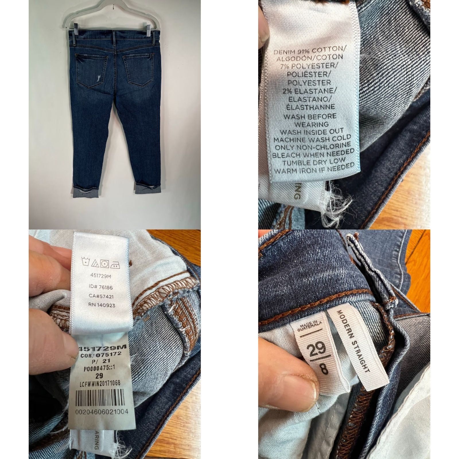 Loft Loft Ann Taylor Made & Loved Womens Modern Straight Jeans 29/8 Blue 34X28 Size 29" - 8 Thumbnail