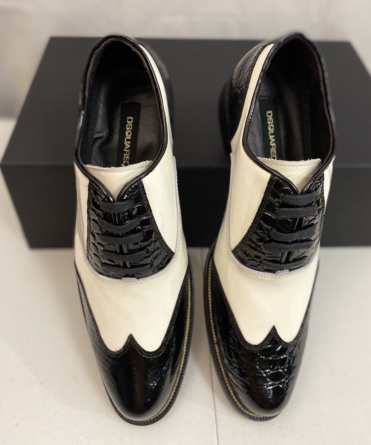 Dsquared2 Dsquared2 🇮🇹 Croc stampo/Patent Spectator Brogue oxford 7 NEW Size US 7 / EU 40 - 5 Thumbnail