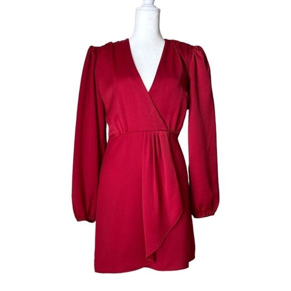 Sandro Leana Wrap-effect Satin-Crepe popular Red Mini Dress