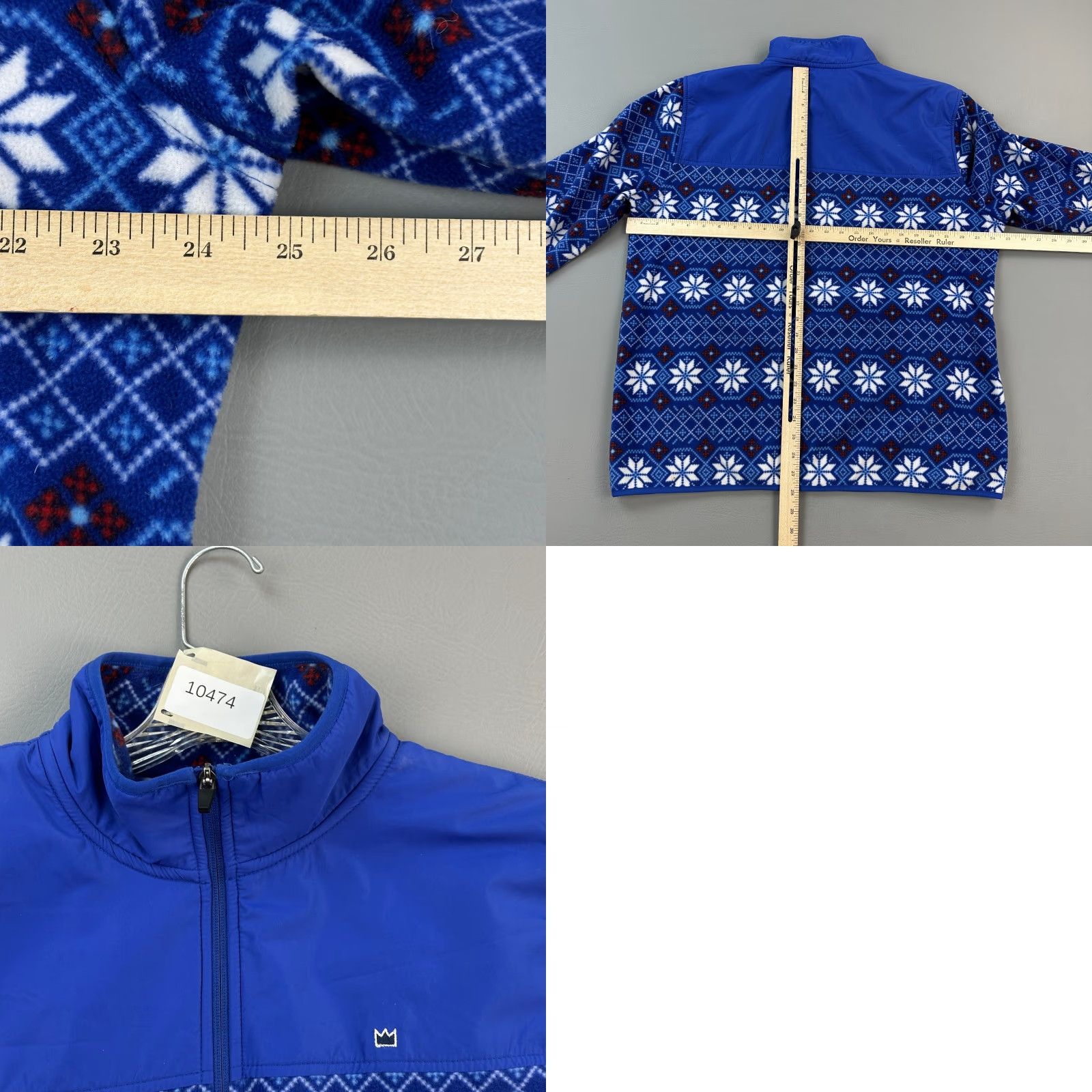 Vintage Crown & Ivy Pullover Mens Large Blue Fleece Nordic Snowflake 1/4 Zip Outdoor Jacket Size US L / EU 52-54 / 3 - 8 Thumbnail
