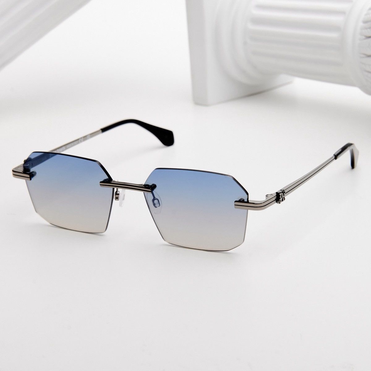 Palm Angels PALM ANGELS QUARTZ GUNMETAL BLUE GRADIENT SUNGLASSES Size ONE SIZE - 2 Thumbnail