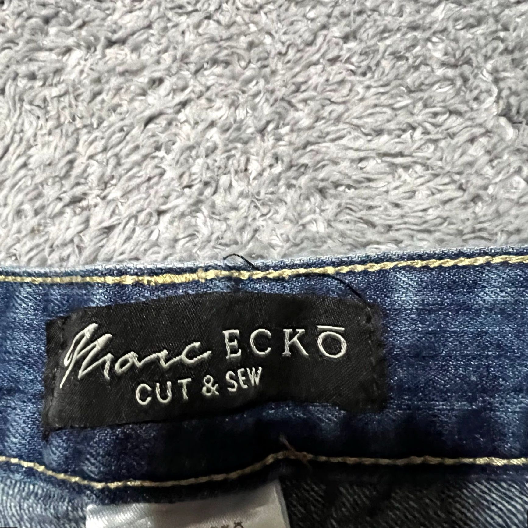 Denime Marc Ecko Cut & Sew Denim Jeans Mens 32 x 32 Slim Tapered Distressed Whiskering Blue 32 Mens Straight Jeans Size US 32 / EU 48 - 6 Thumbnail