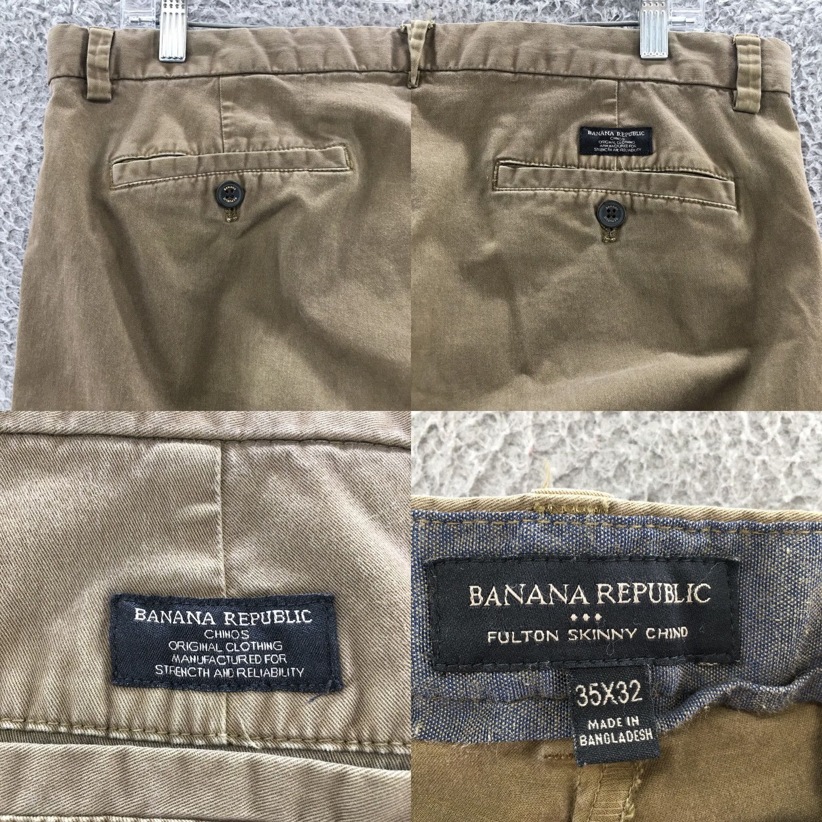 Banana Republic Banana Republic Fulton Skinny Chino Pants Mens 35x32 Green Button Dropdown Size US 35 - 9 Thumbnail