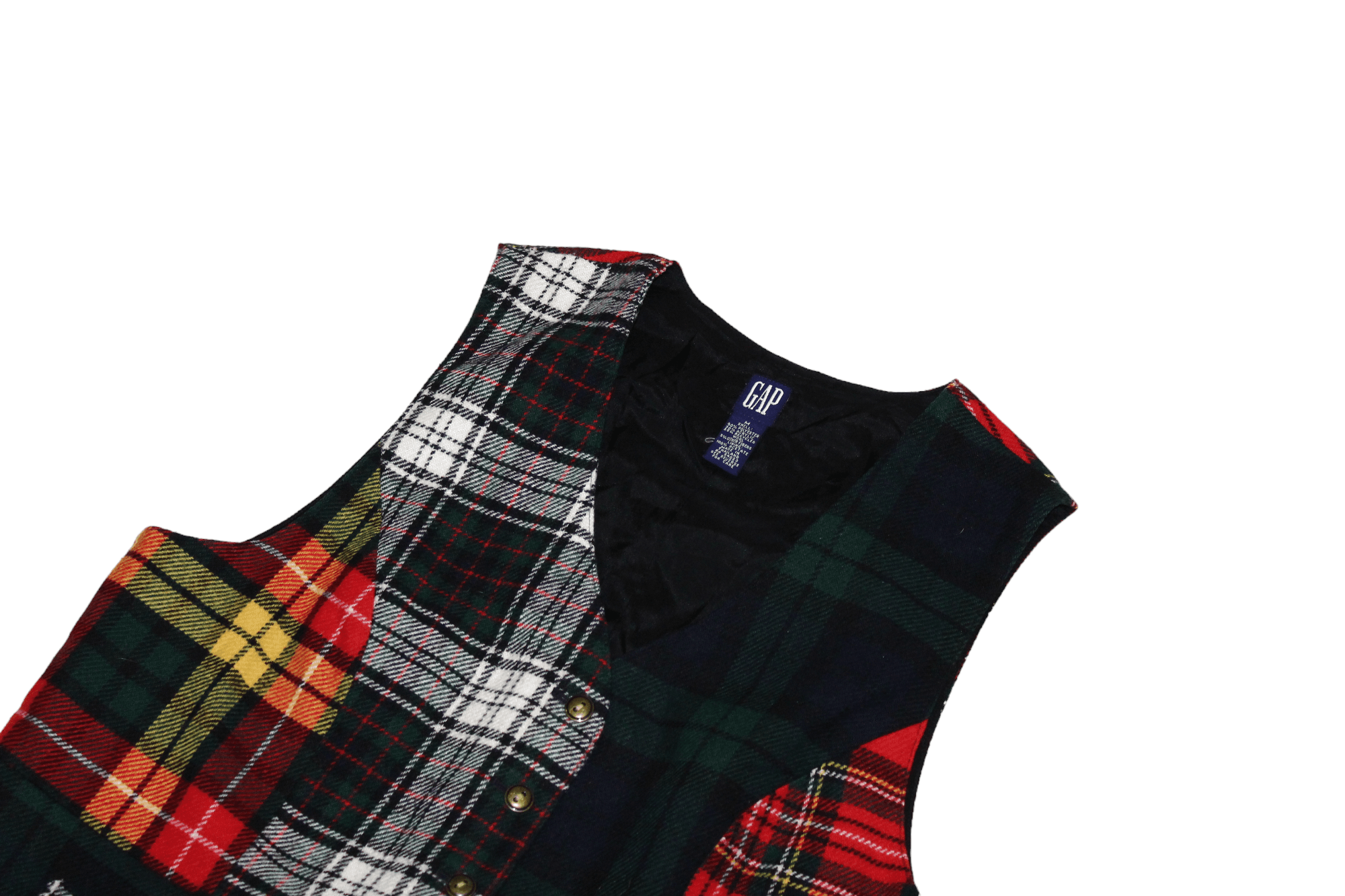 Japanese Brand 🔥90's GAP Tartan Patchwork Recycled Tweed Wool Lined Vest Size US M / EU 48-50 / 2 - 5 Thumbnail